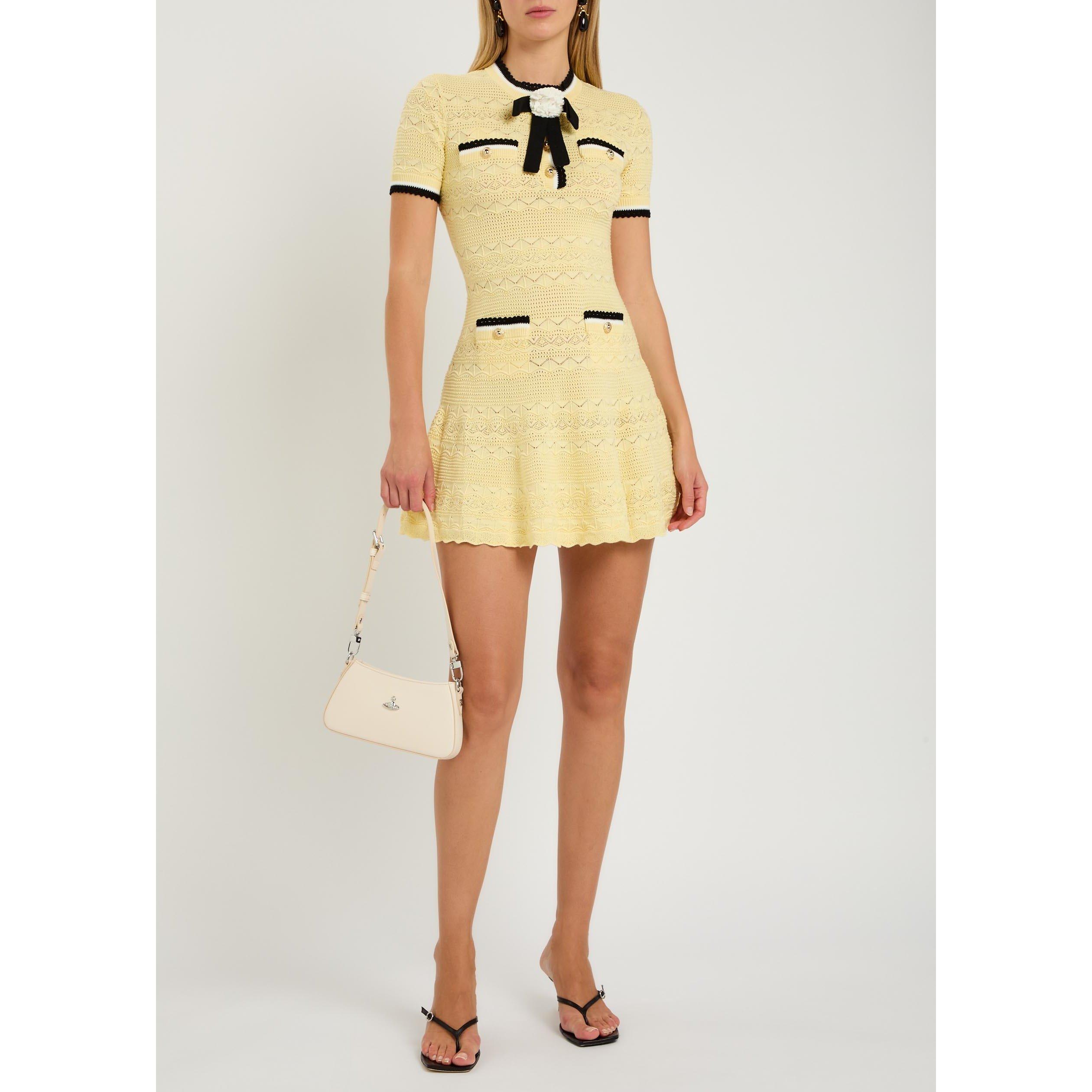 YELLOW - Self Portrait - SD POINTELLE KNIT MINI DRESS - 5