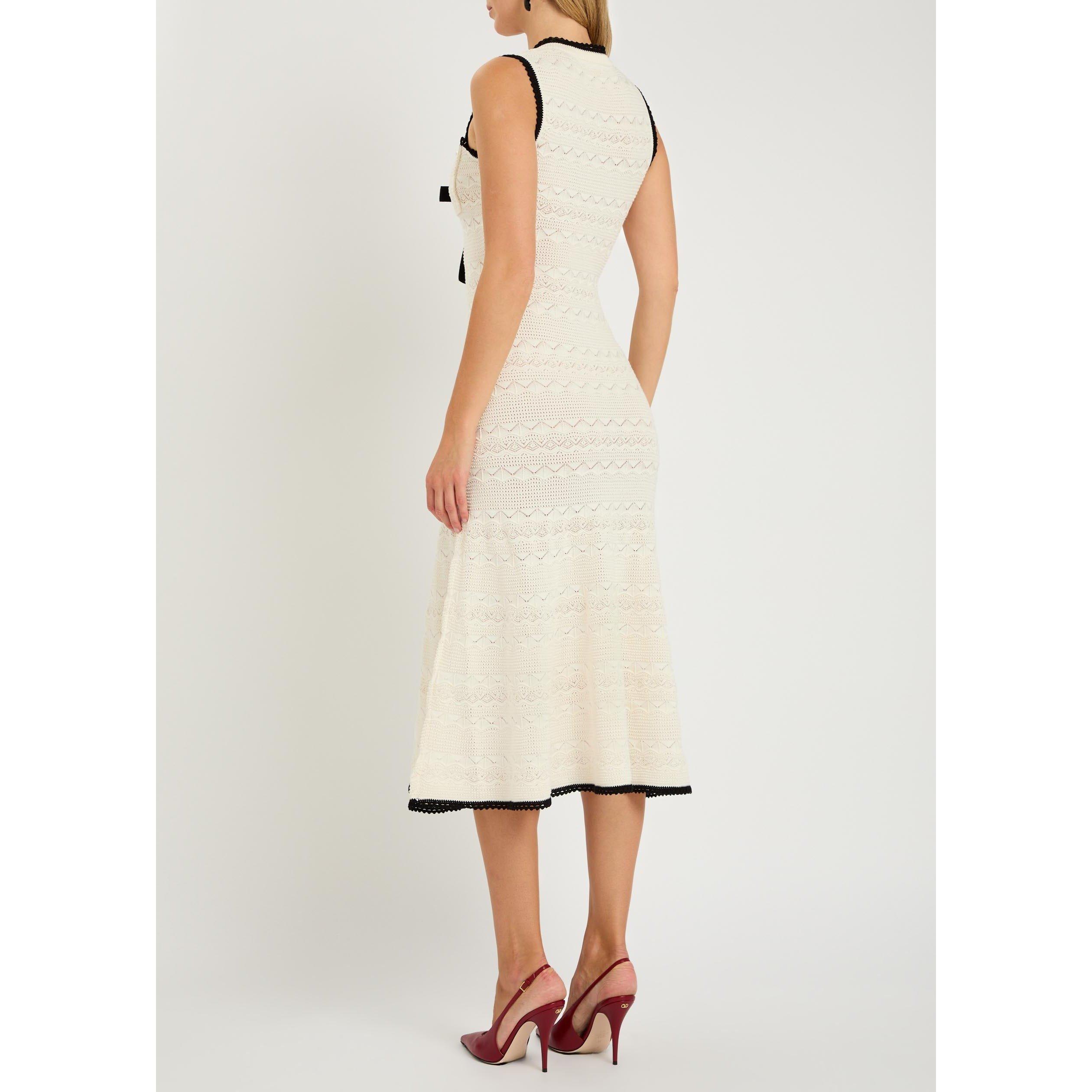 WHITE - Self Portrait - LD POINTELLE KNIT MIDI DRESS - 3