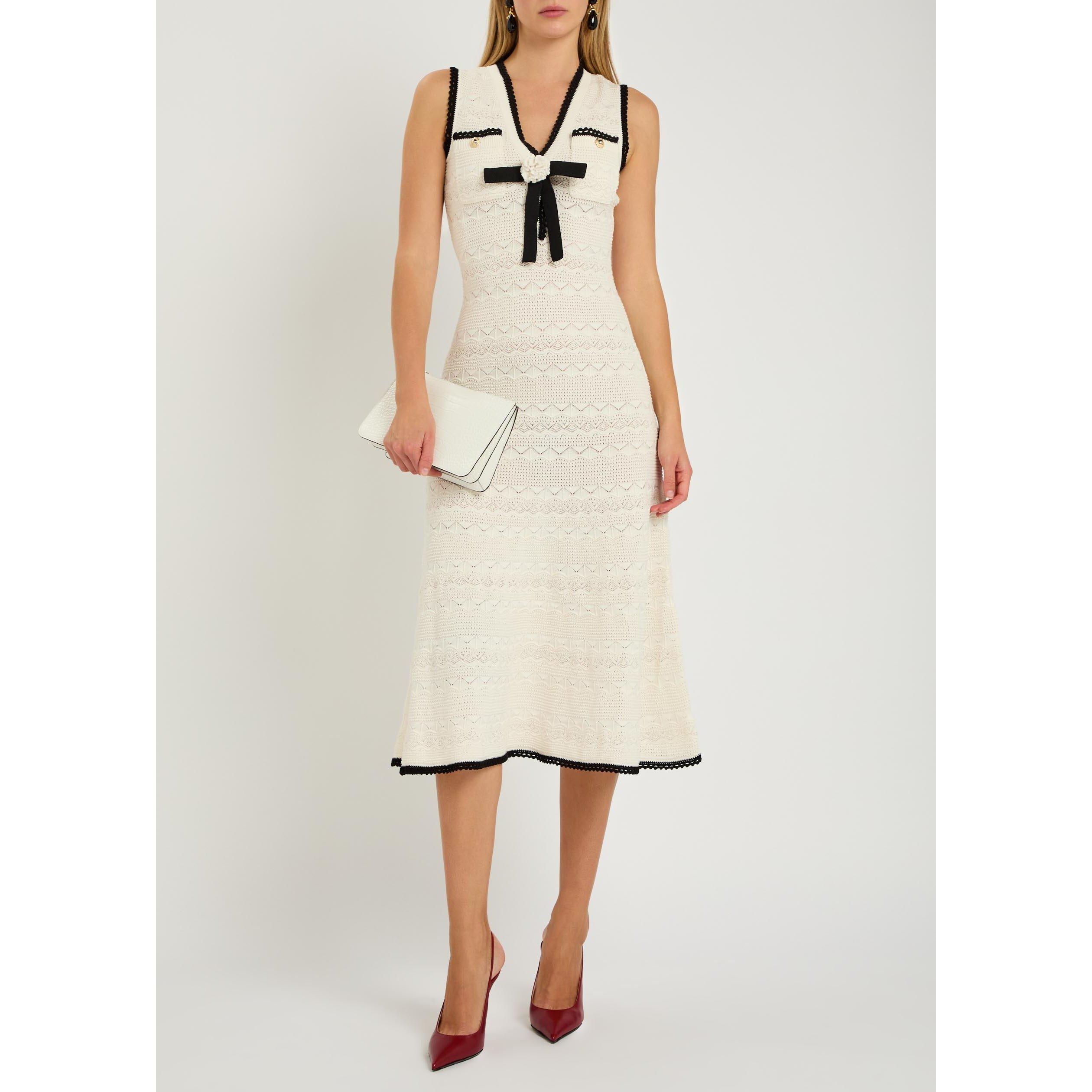 WHITE - Self Portrait - LD POINTELLE KNIT MIDI DRESS - 5