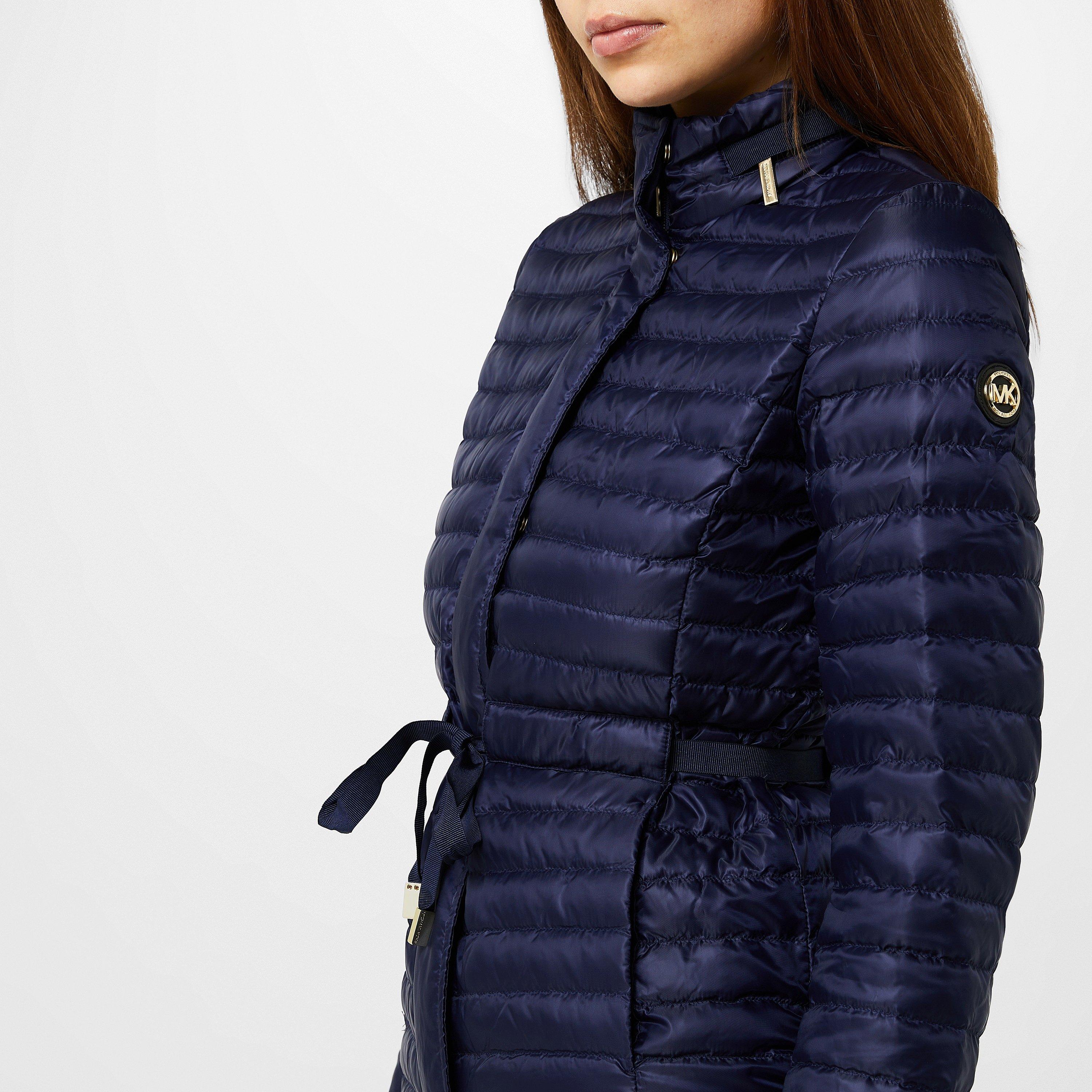 True Navy 456 - MICHAEL Michael Kors - Women's Belted Padded Water Resistant Down Short Puffer Jacket - 4