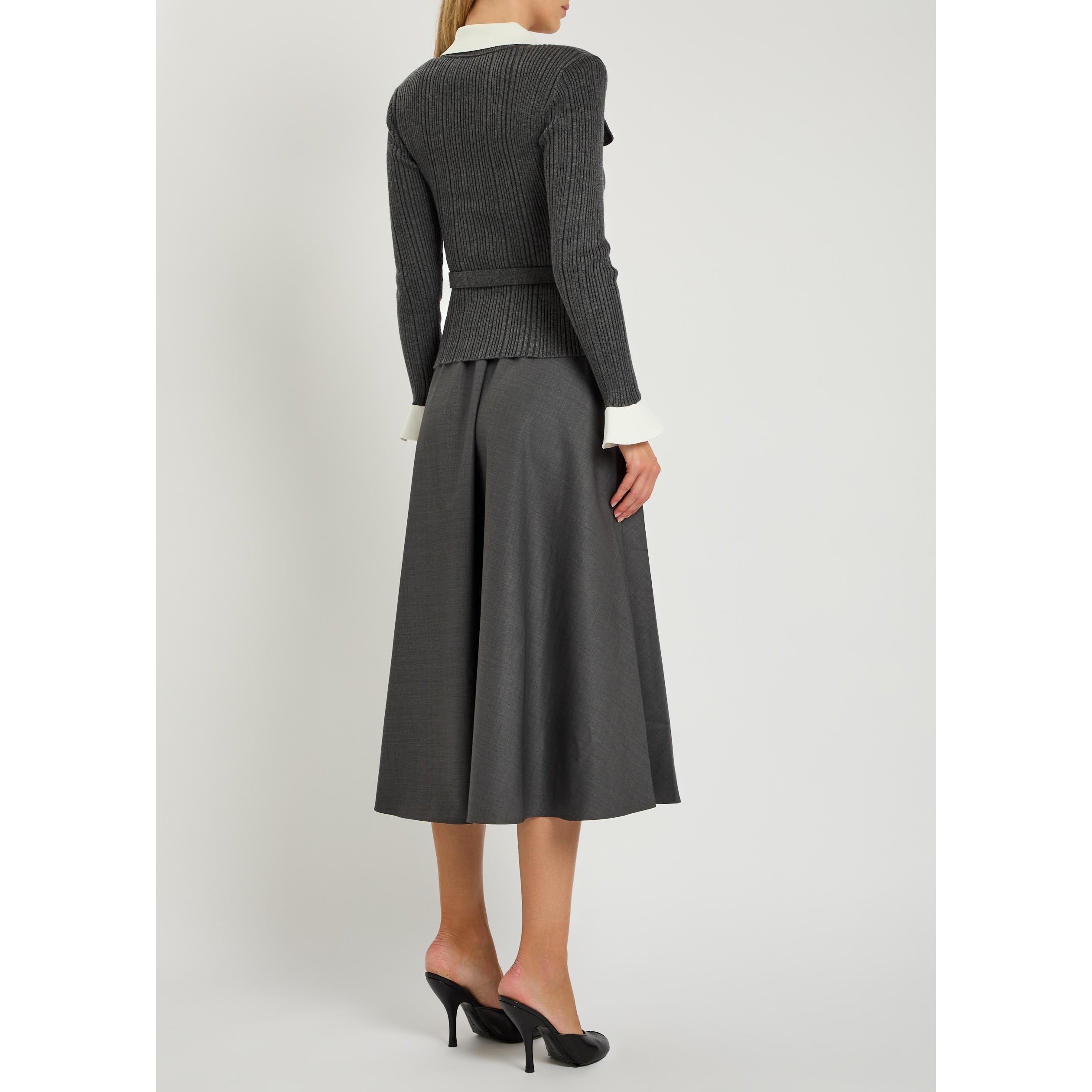 GREY - Self Portrait - LD KNIT TWILL MIDI DRESS - 3