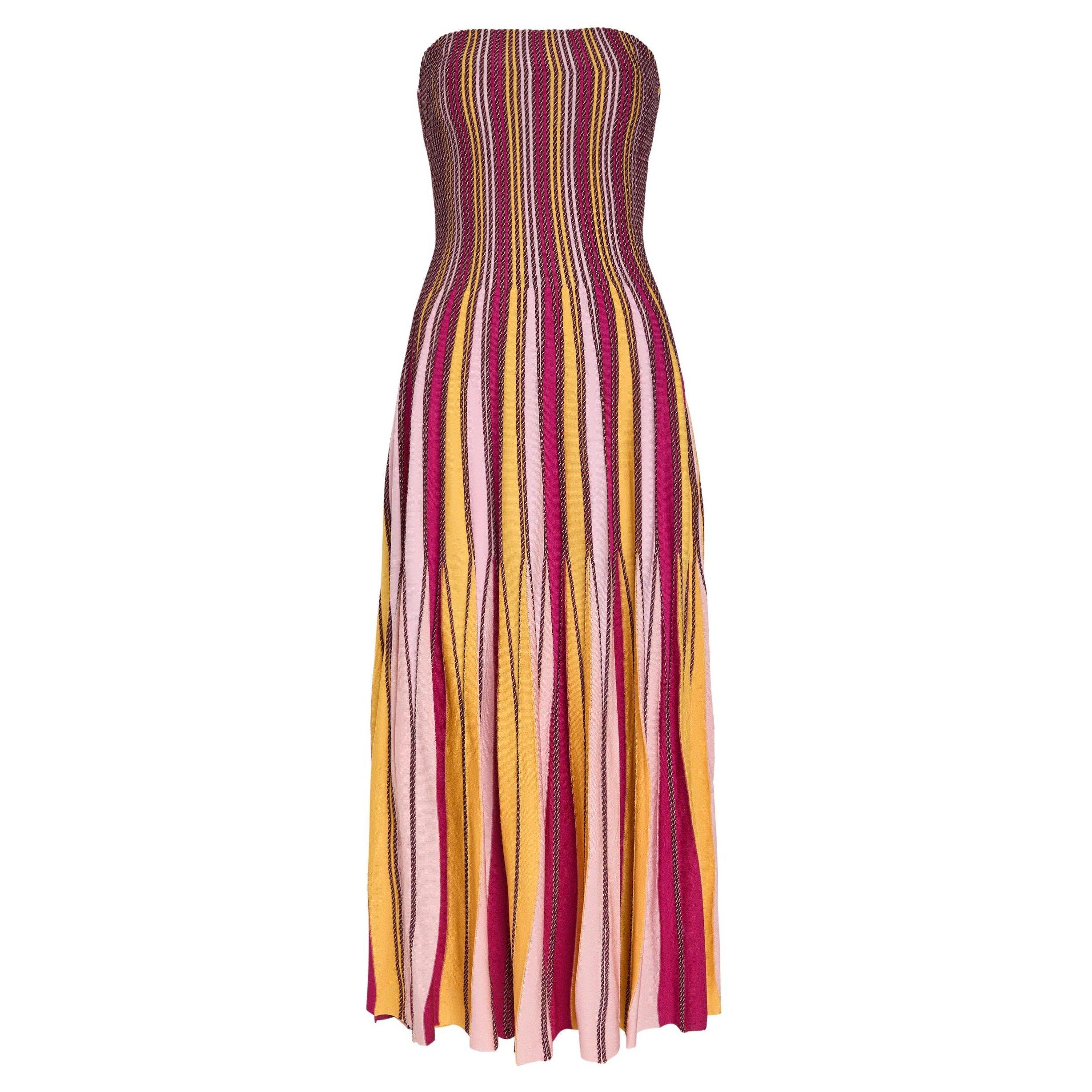 MULTICOLOURED - Jonathan Simkhai - Women's Soleil Striped Pleated Midi Knitted Dress - 1