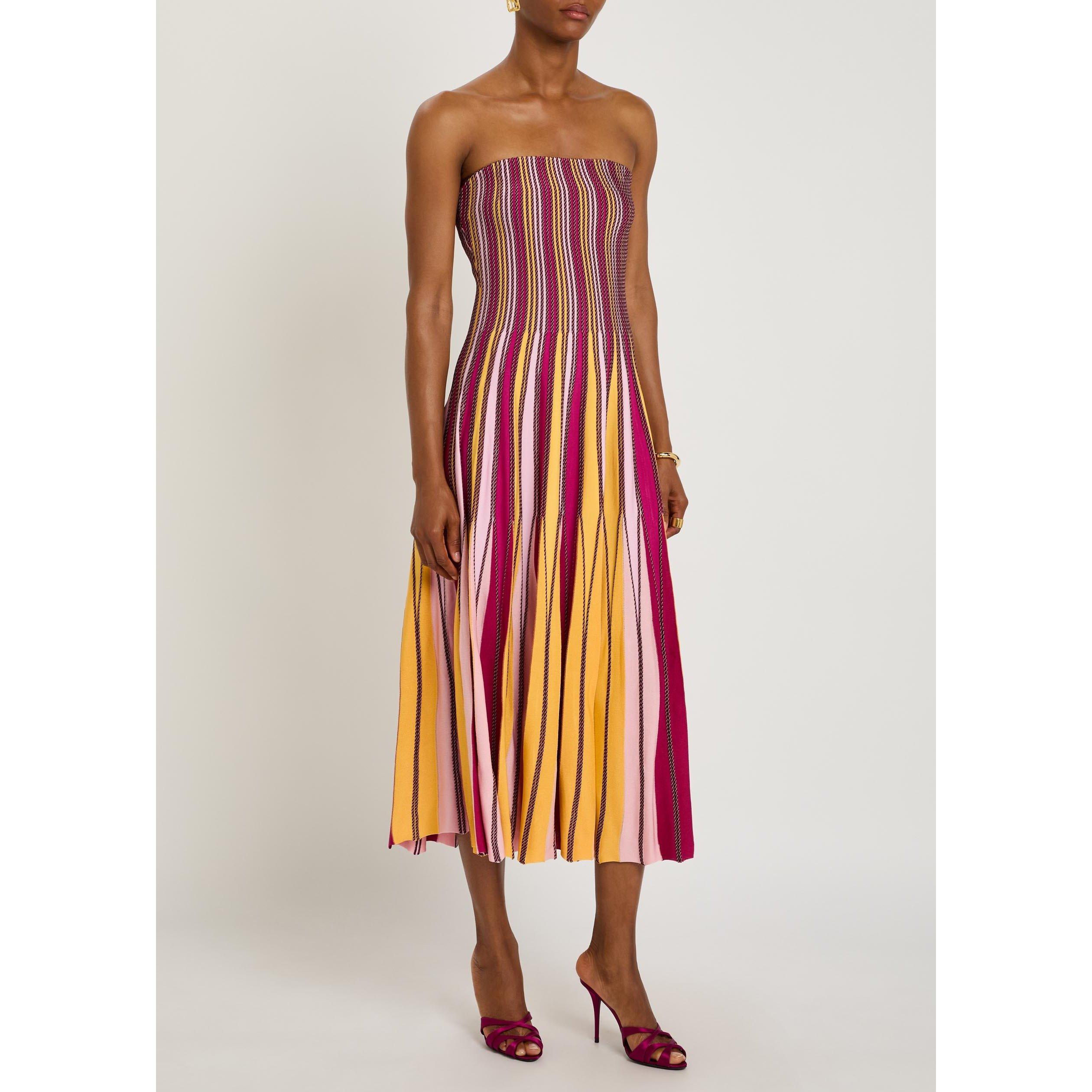 MULTICOLOURED - Jonathan Simkhai - Women's Soleil Striped Pleated Midi Knitted Dress - 2