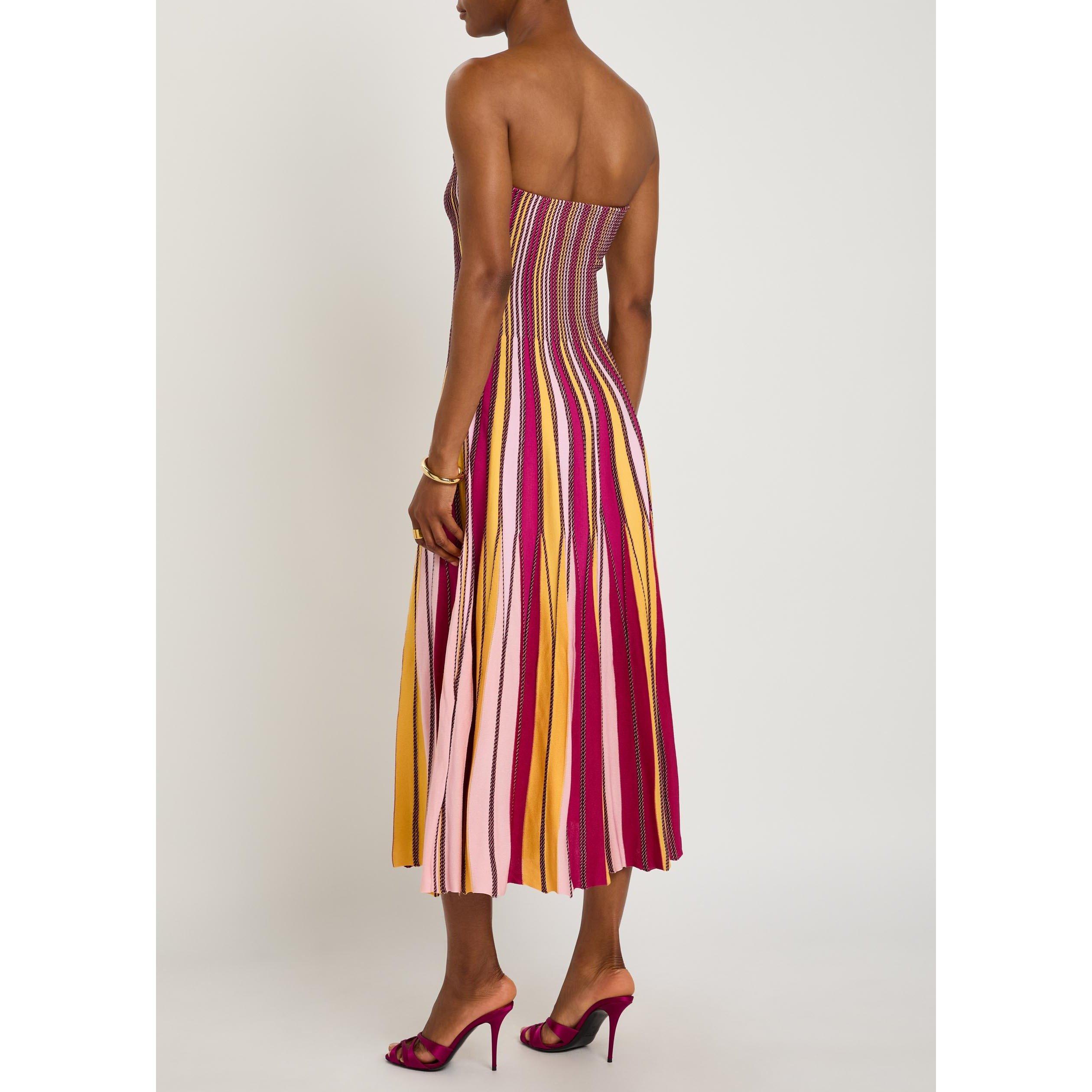 MULTICOLOURED - Jonathan Simkhai - Women's Soleil Striped Pleated Midi Knitted Dress - 3