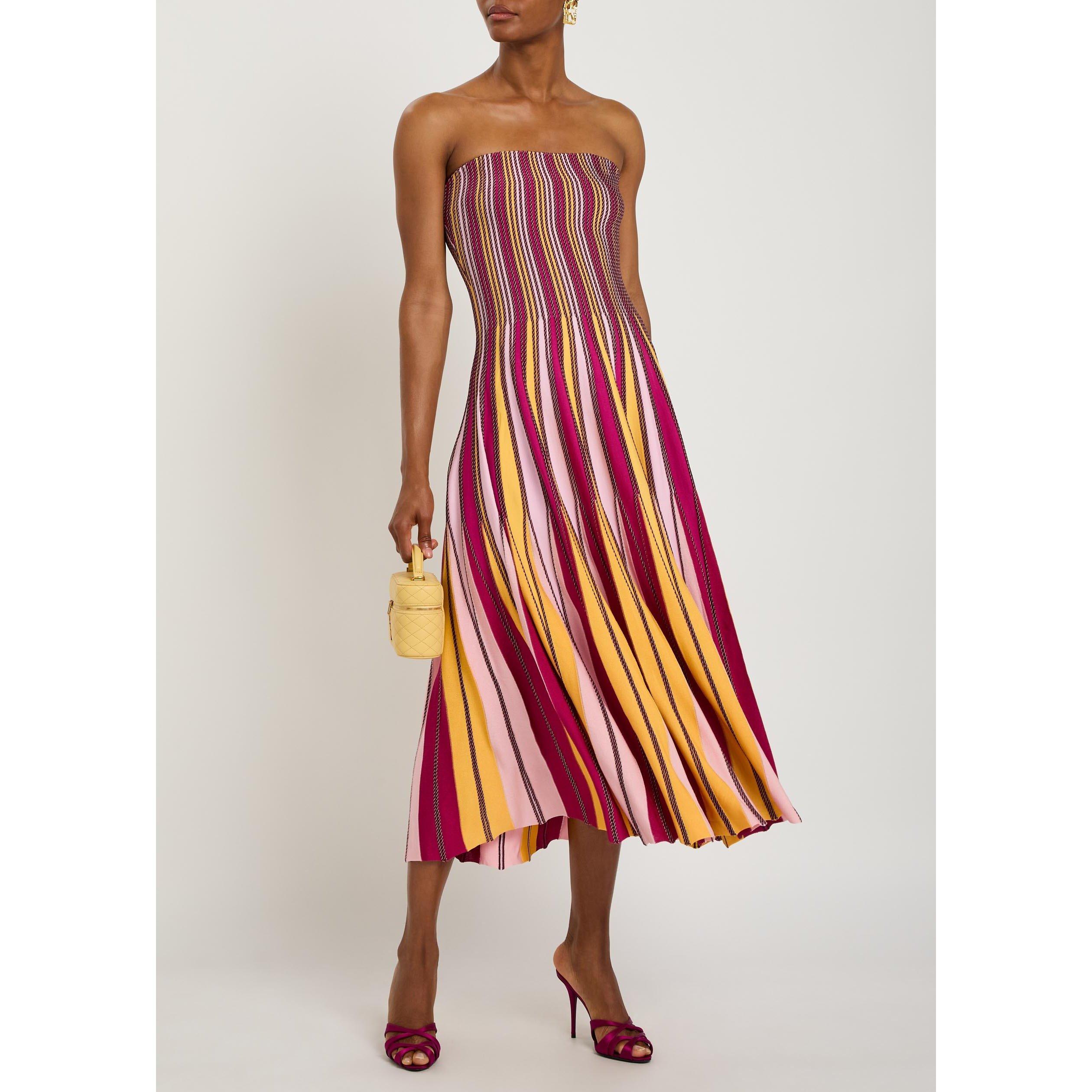 MULTICOLOURED - Jonathan Simkhai - Women's Soleil Striped Pleated Midi Knitted Dress - 4