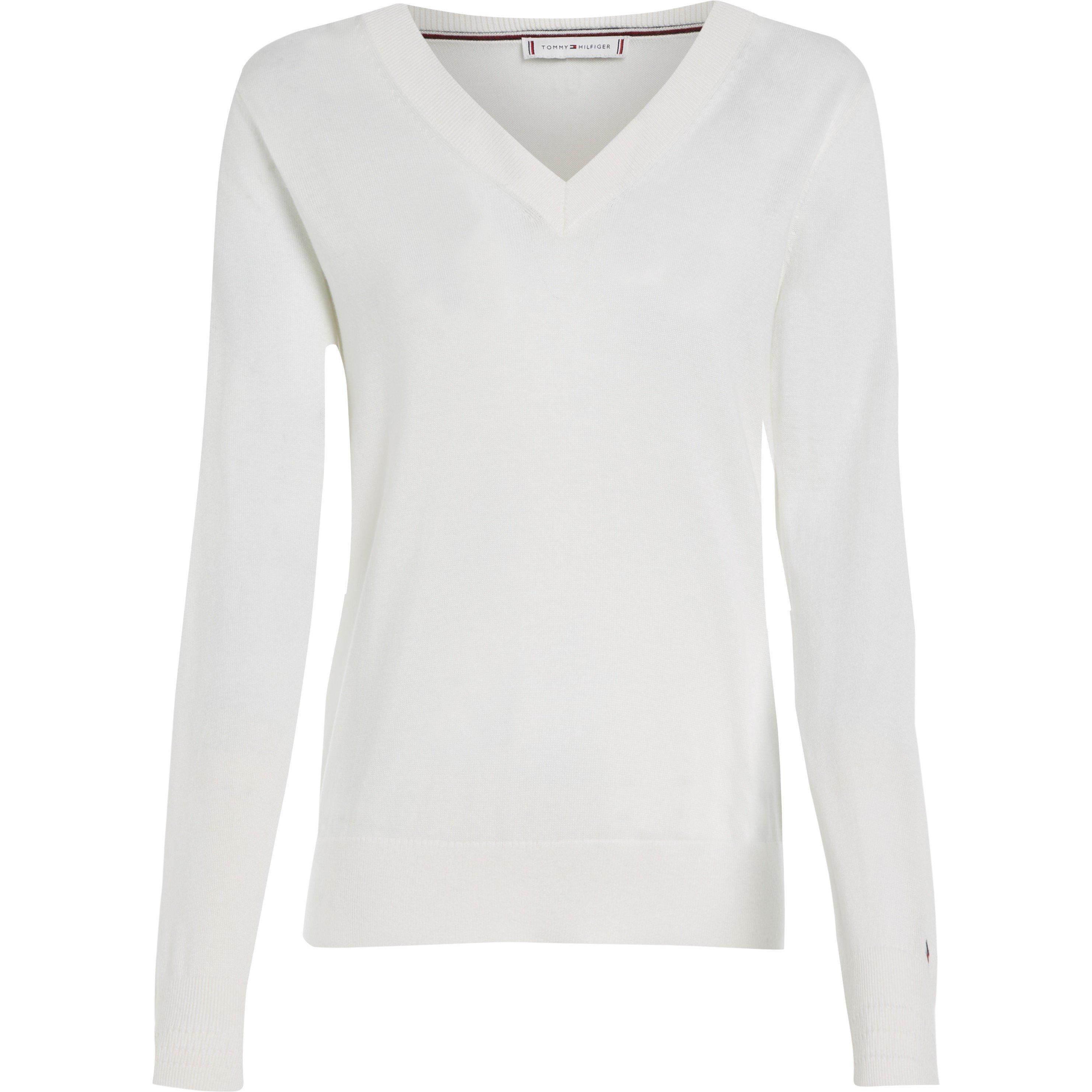 Tommy Hilfiger Women's Ecru Ybl Heritage V Neck Sweater - 8 (XS)