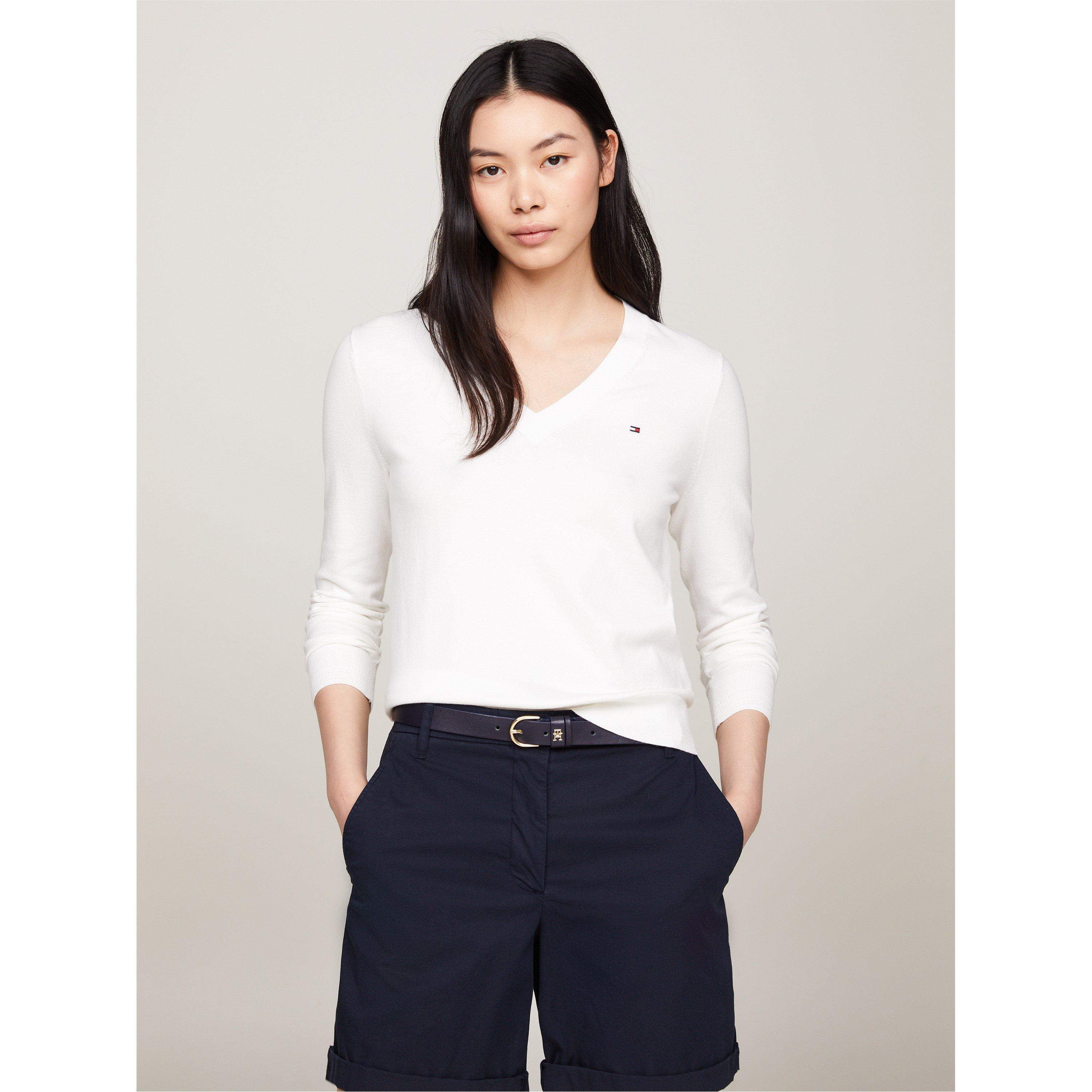 Ecru YBL - Tommy Hilfiger - Heritage V Neck Sweater - 3