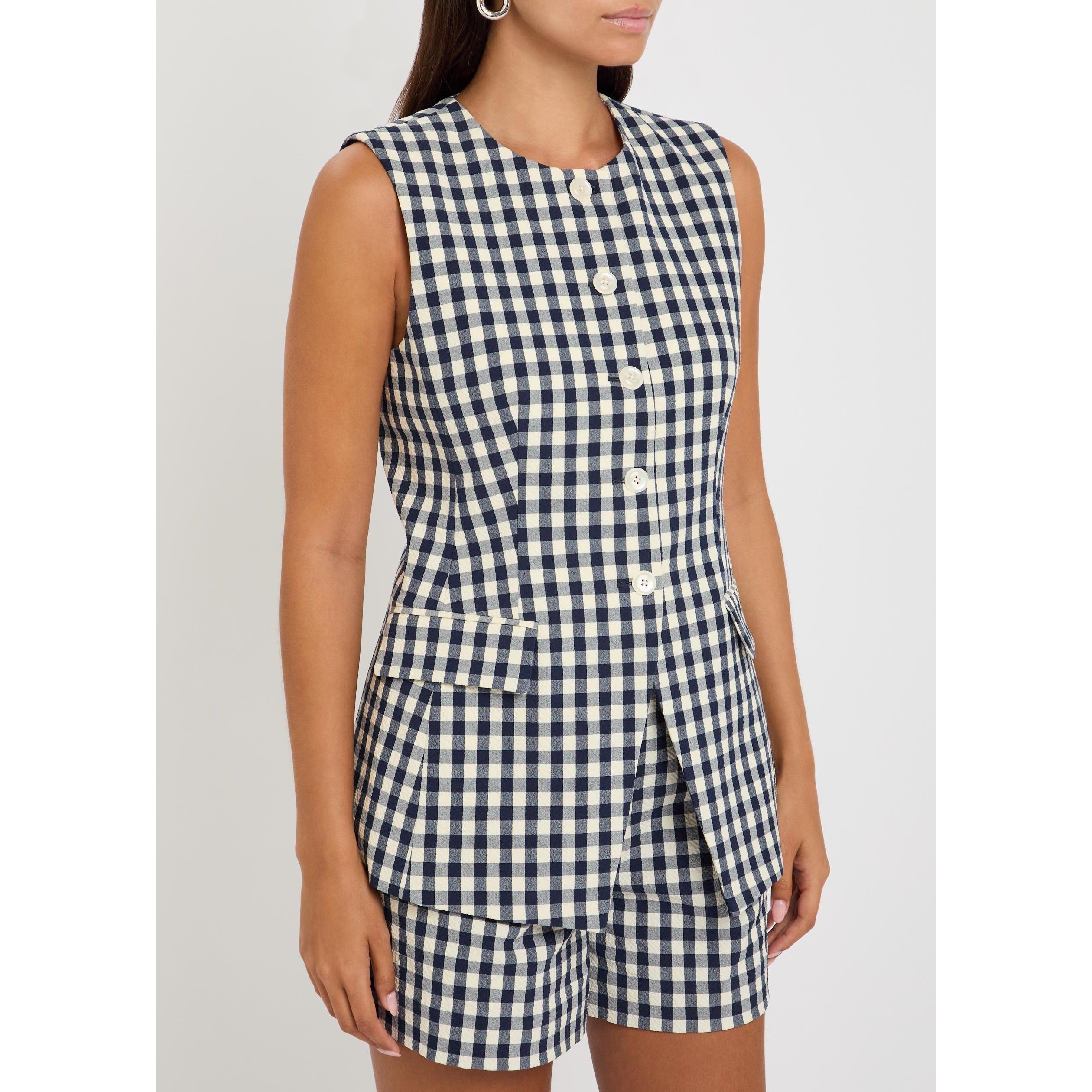 NAVY AND OTHER - Veronica Beard - Women's Lois Cotton Slim-Fit Vest - 2