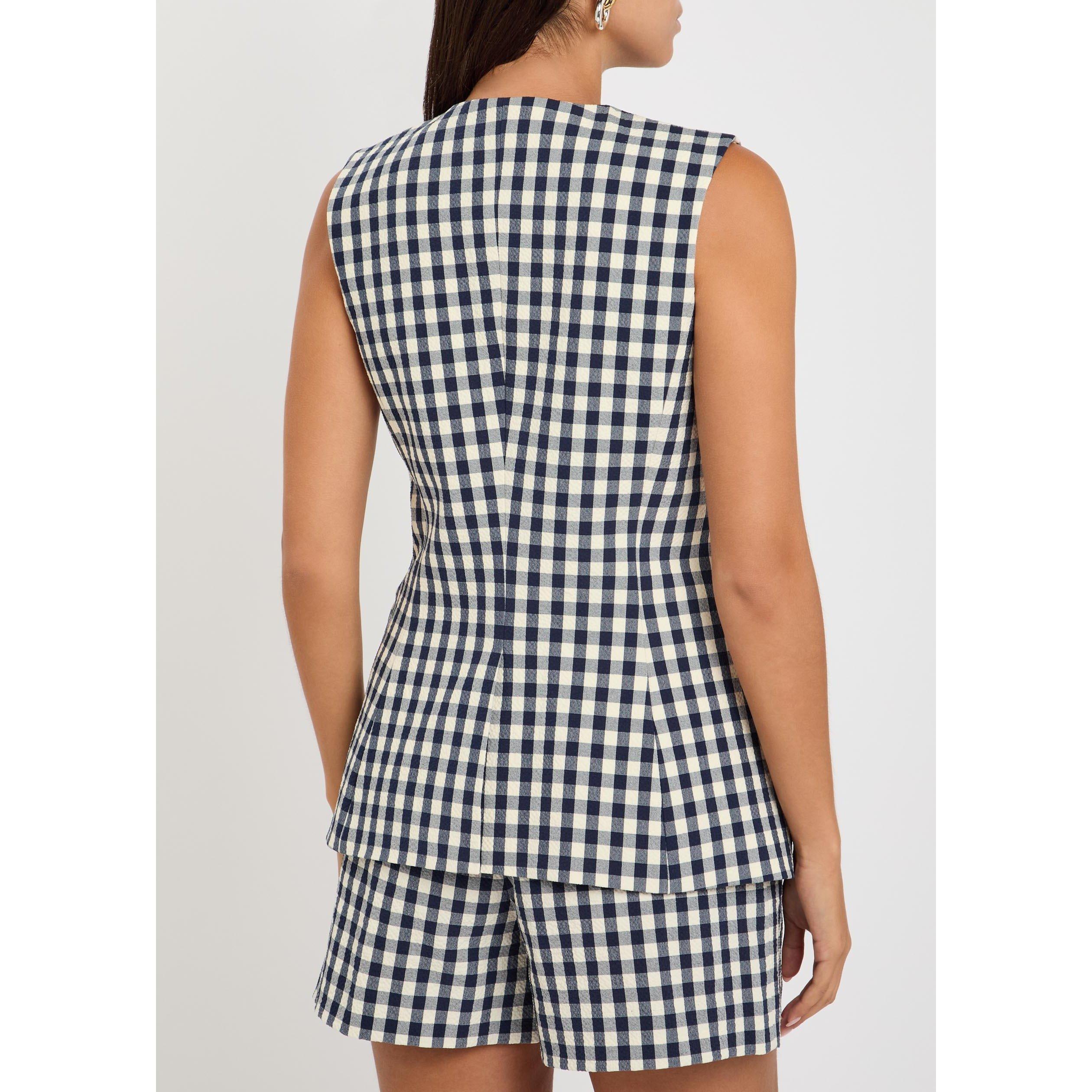 NAVY AND OTHER - Veronica Beard - Women's Lois Cotton Slim-Fit Vest - 3
