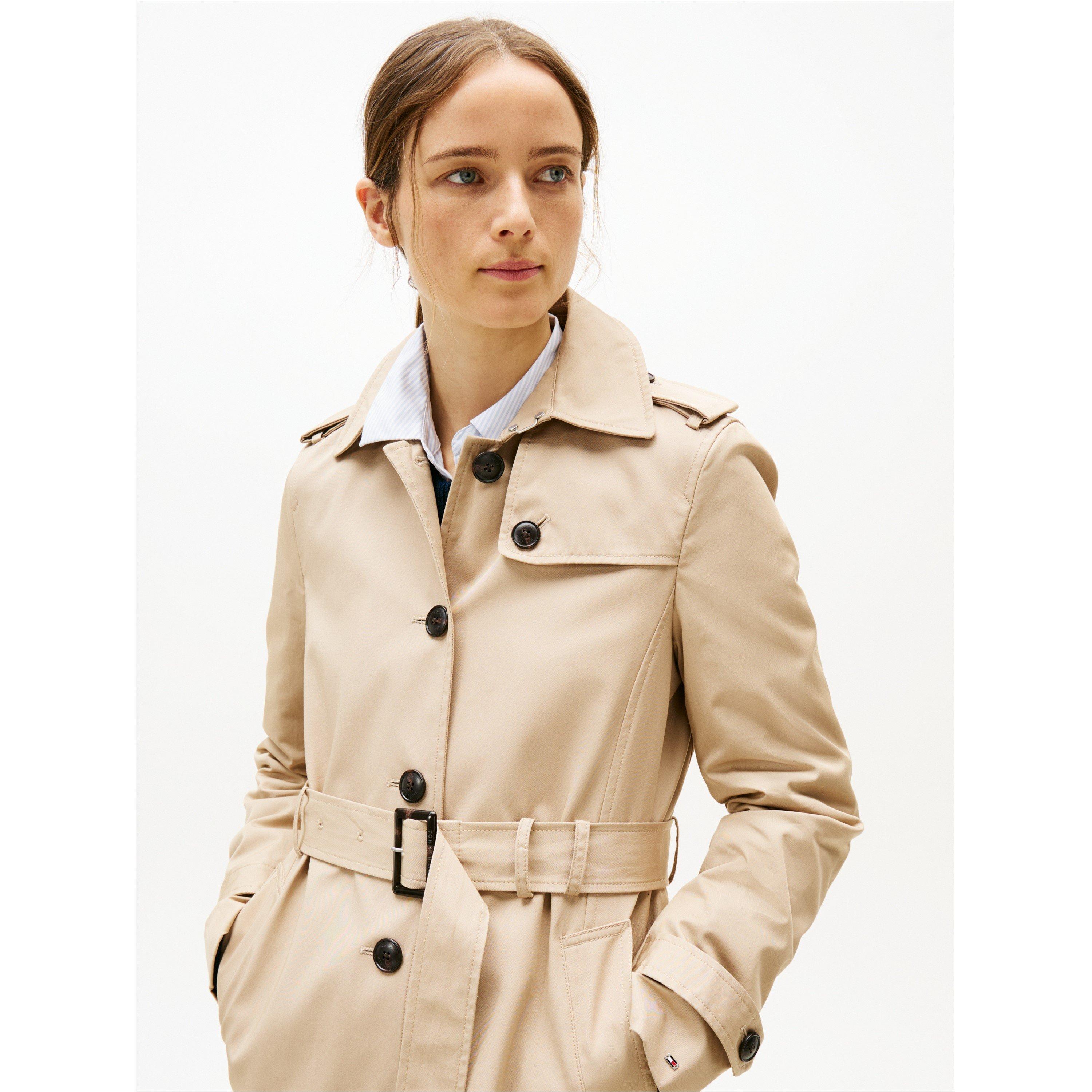 Tommy Hilfiger Women's Single-Breasted Cotton Long Sleeve Trench Coat - Beige 0F4 - 10 (S)