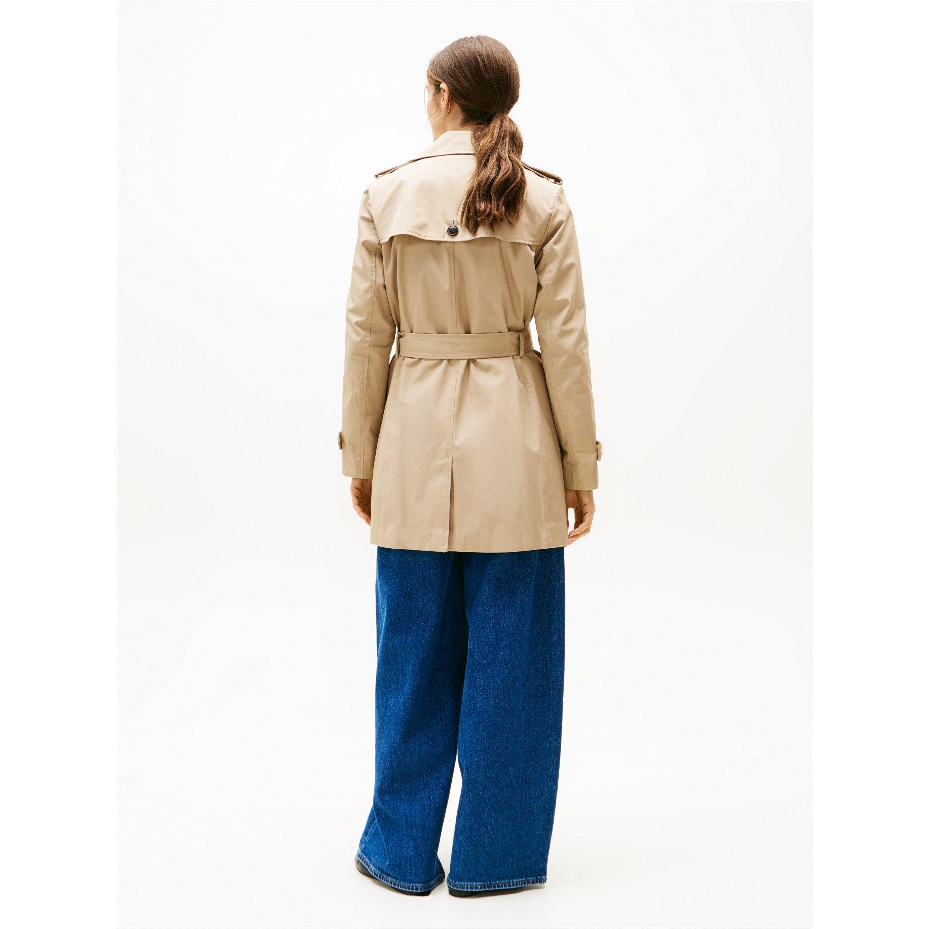 Beige 0F4 - Tommy Hilfiger - Women's Single-Breasted Cotton Long Sleeve Trench Coat - 4
