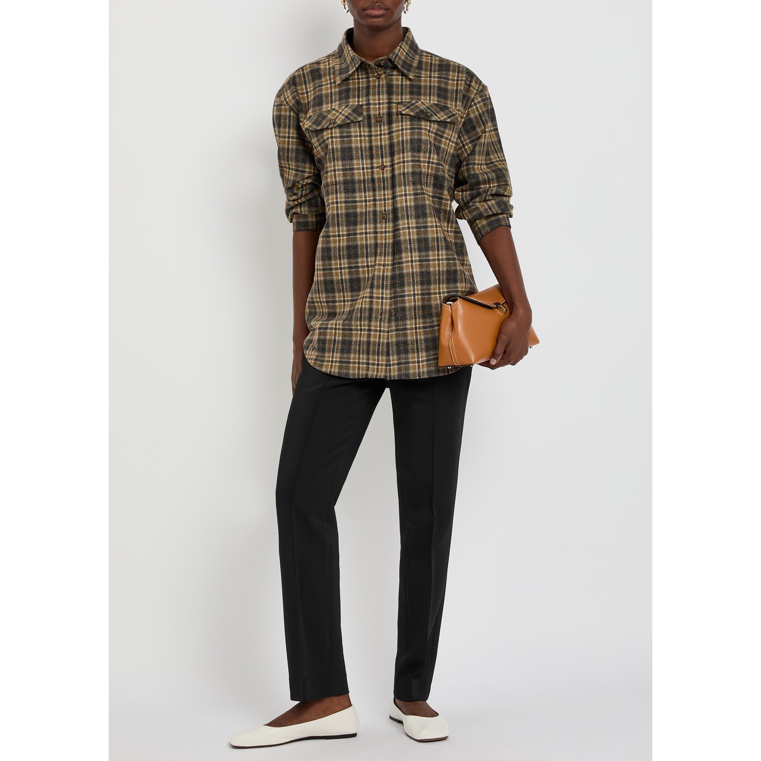BROWN AND OTHER - Rohe - Women's Checked Wool Relaxed-Fit Overshirt - 5