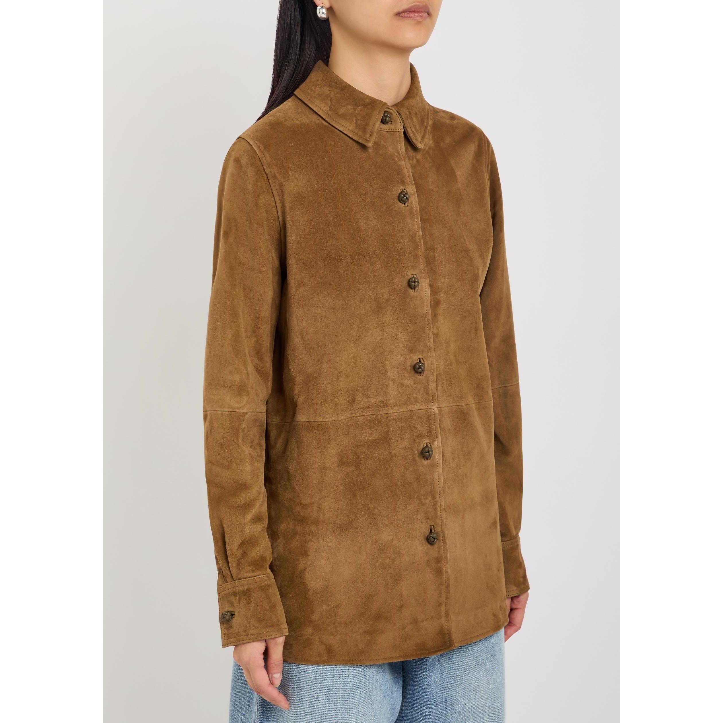 DARK BROWN - Rohe - Women's Pankou Suede Overshirt - 2