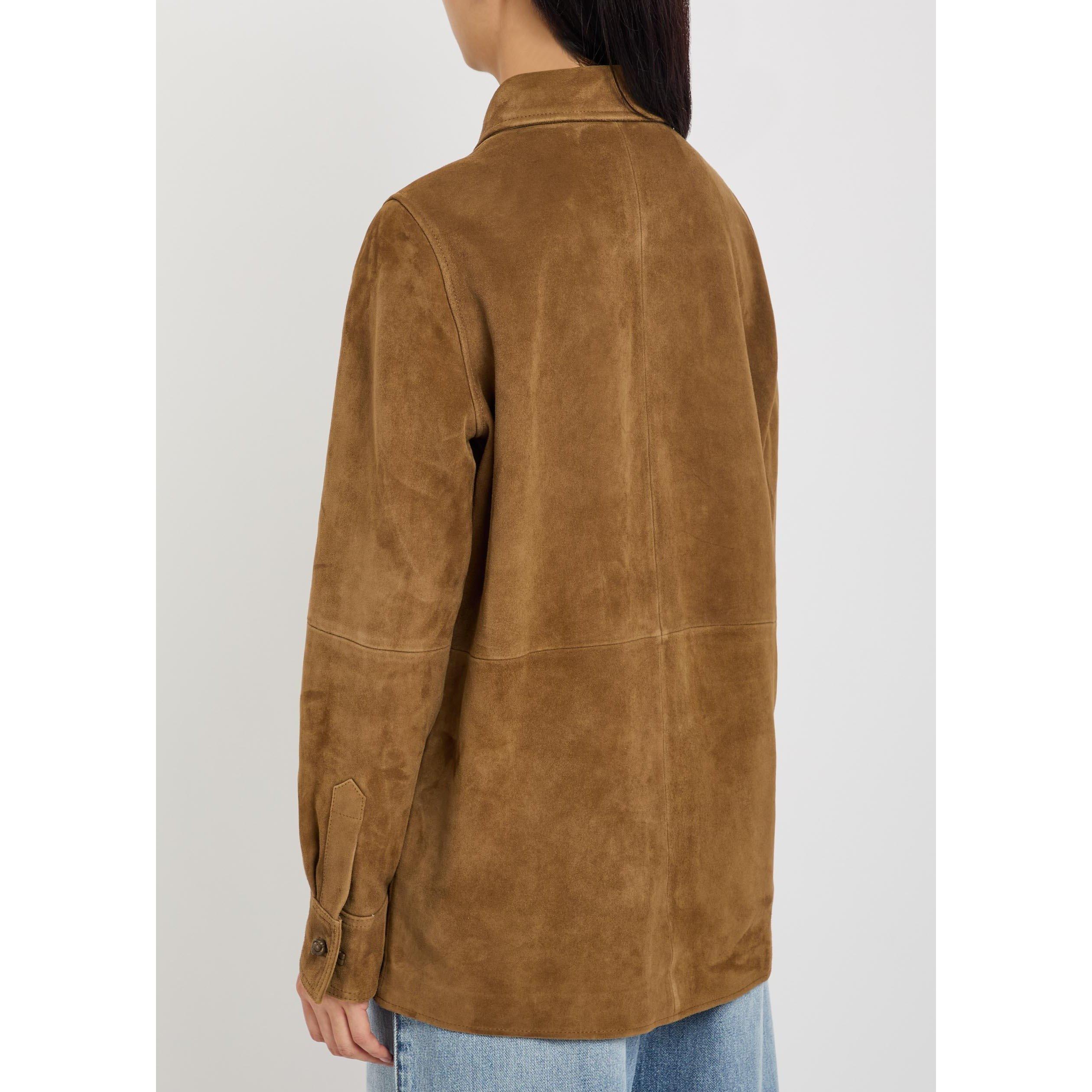 DARK BROWN - Rohe - Women's Pankou Suede Overshirt - 3