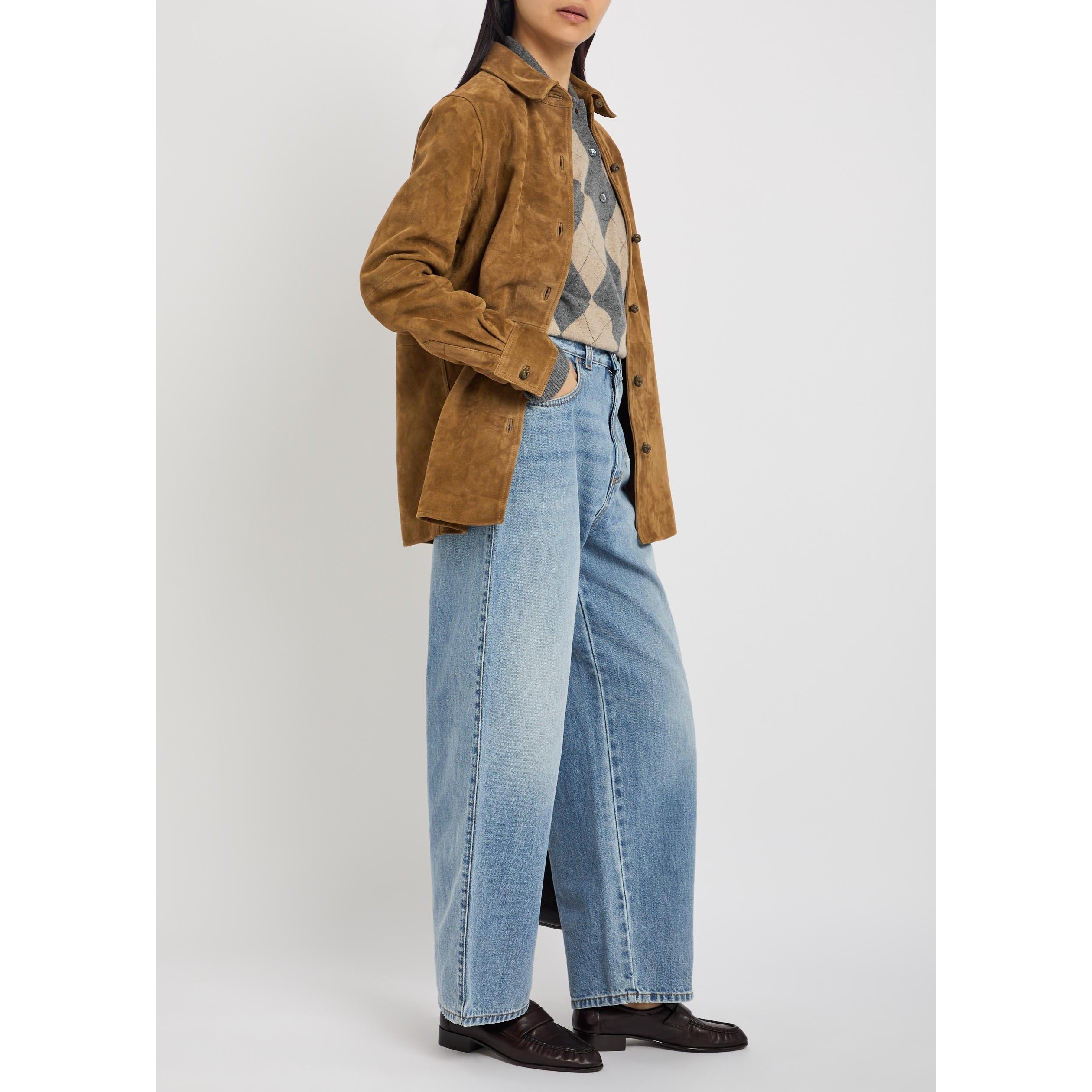 DARK BROWN - Rohe - Women's Pankou Suede Overshirt - 5