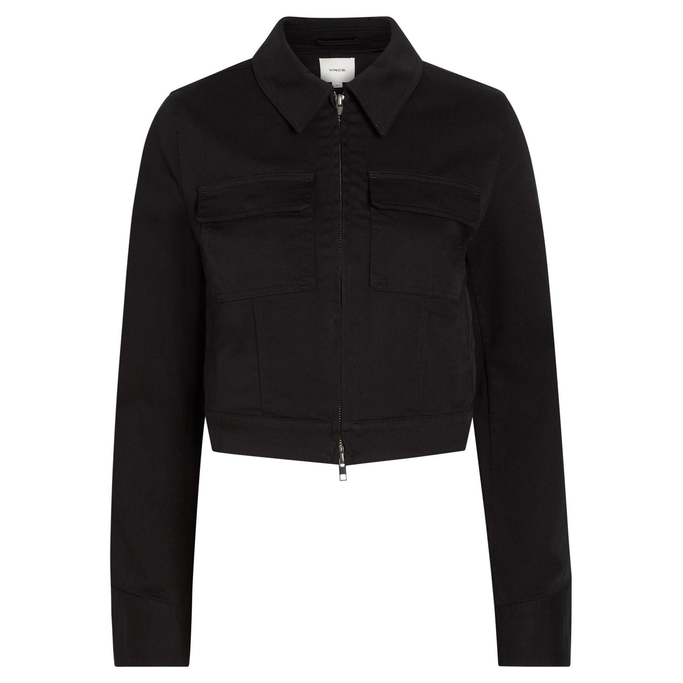 BLACK - Vince - J SHRUNKEN STRETCH COTTON JKT - 1