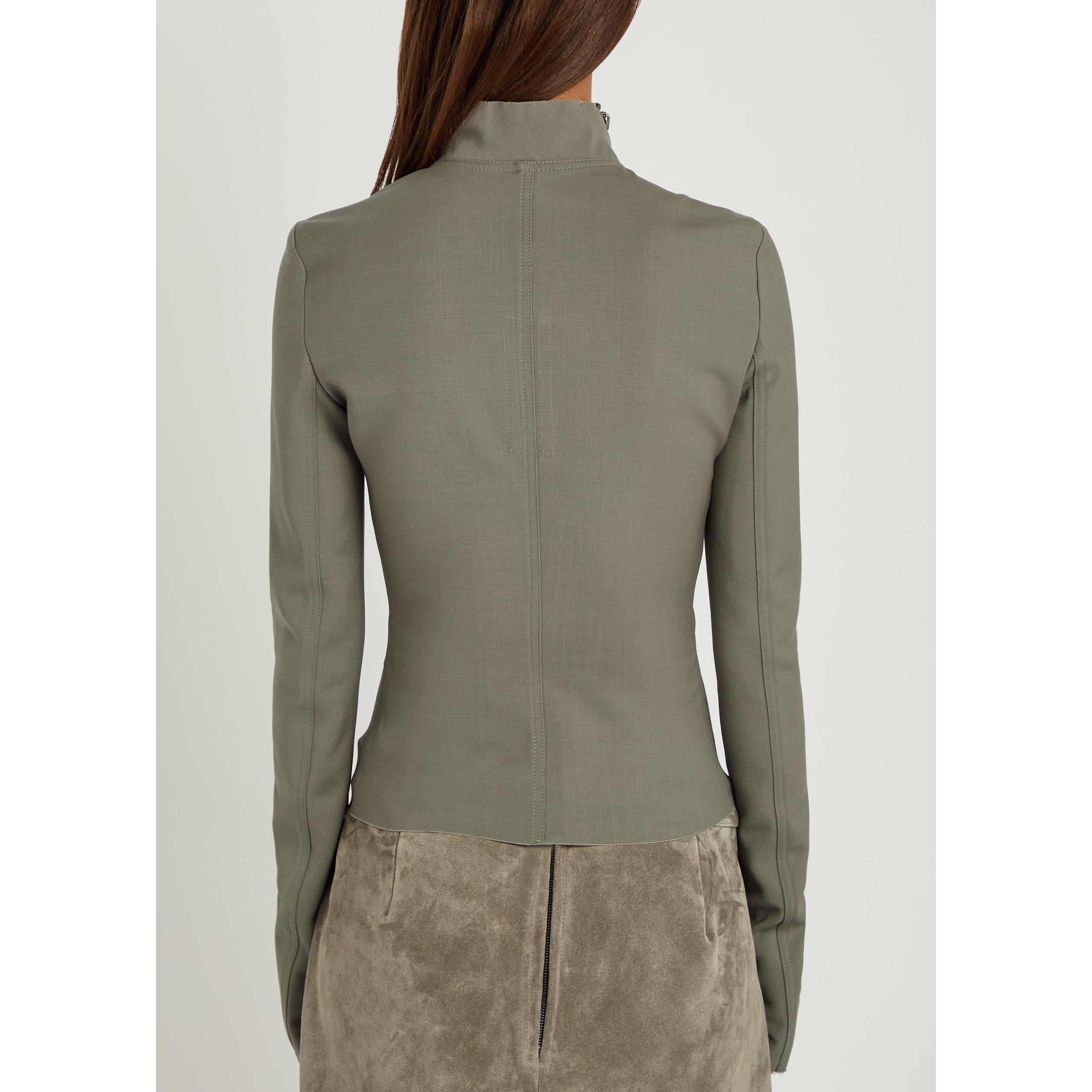 LIGHT GREY - Rick Owens - Women's Gary Wool Slim-Fit Softshell Jacket - 3