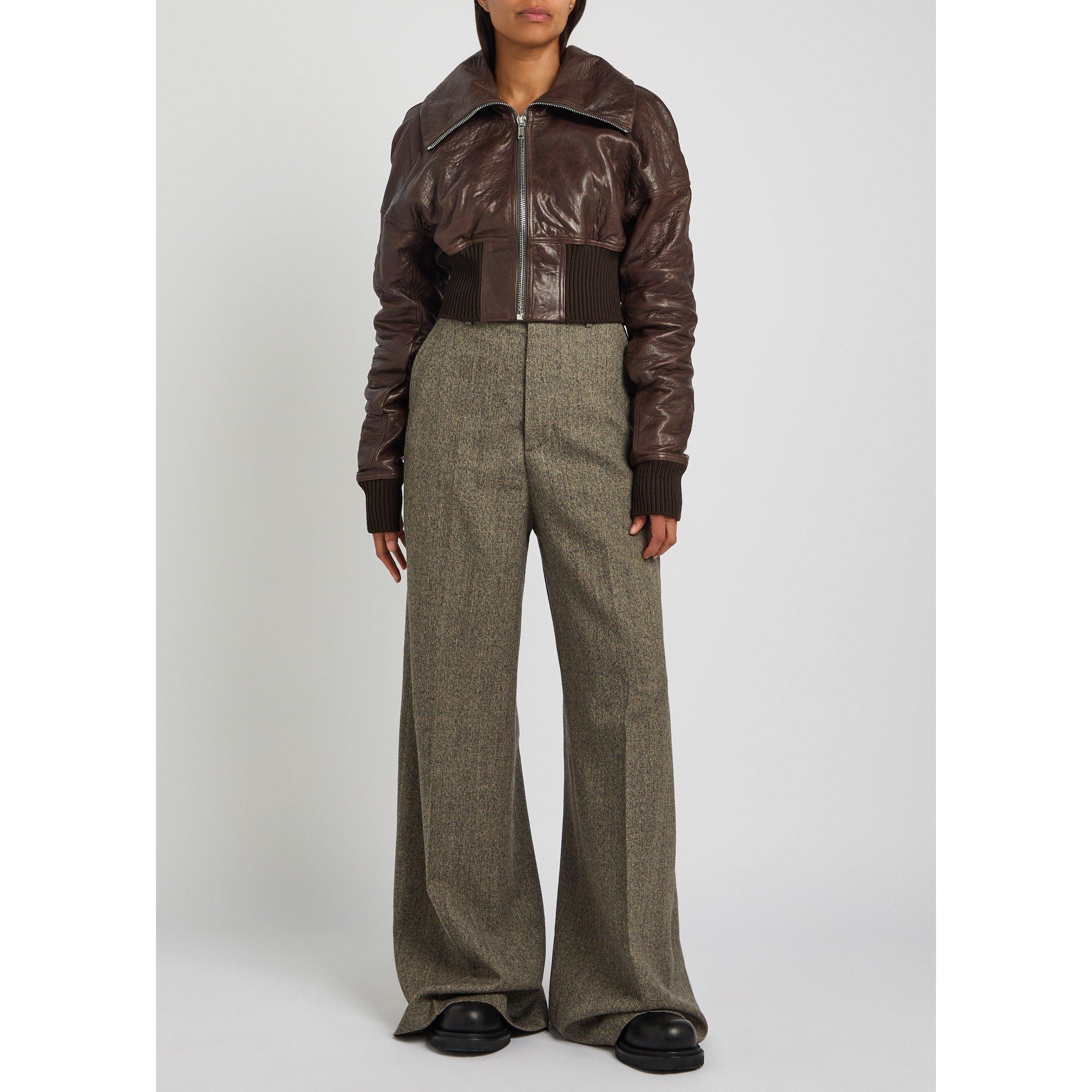 DARK BROWN - Rick Owens - Women's Leather Bomber Jacket - 5