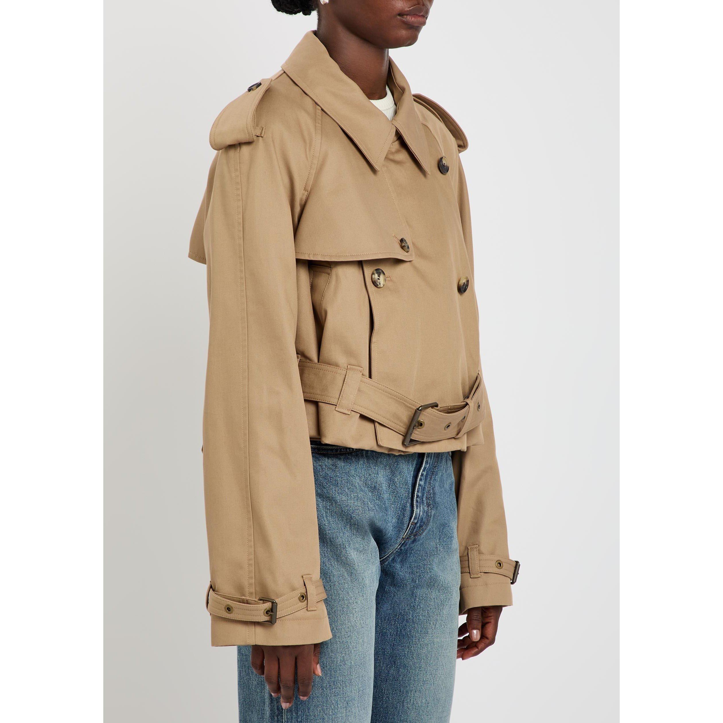 BEIGE - JW Anderson - Women's Cropped Cotton Oversized-Fit Trench Coat - 2