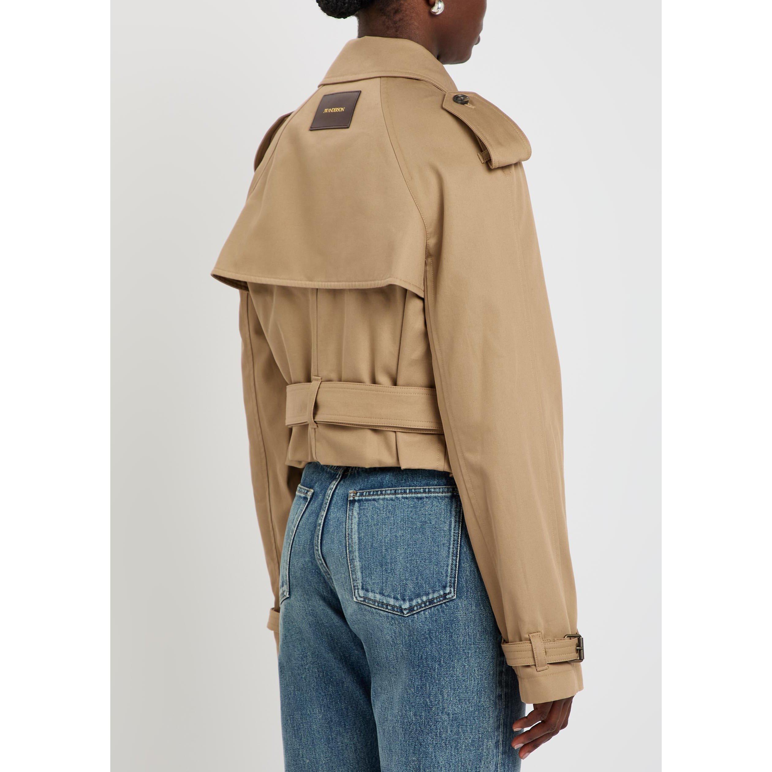 BEIGE - JW Anderson - Women's Cropped Cotton Oversized-Fit Trench Coat - 3