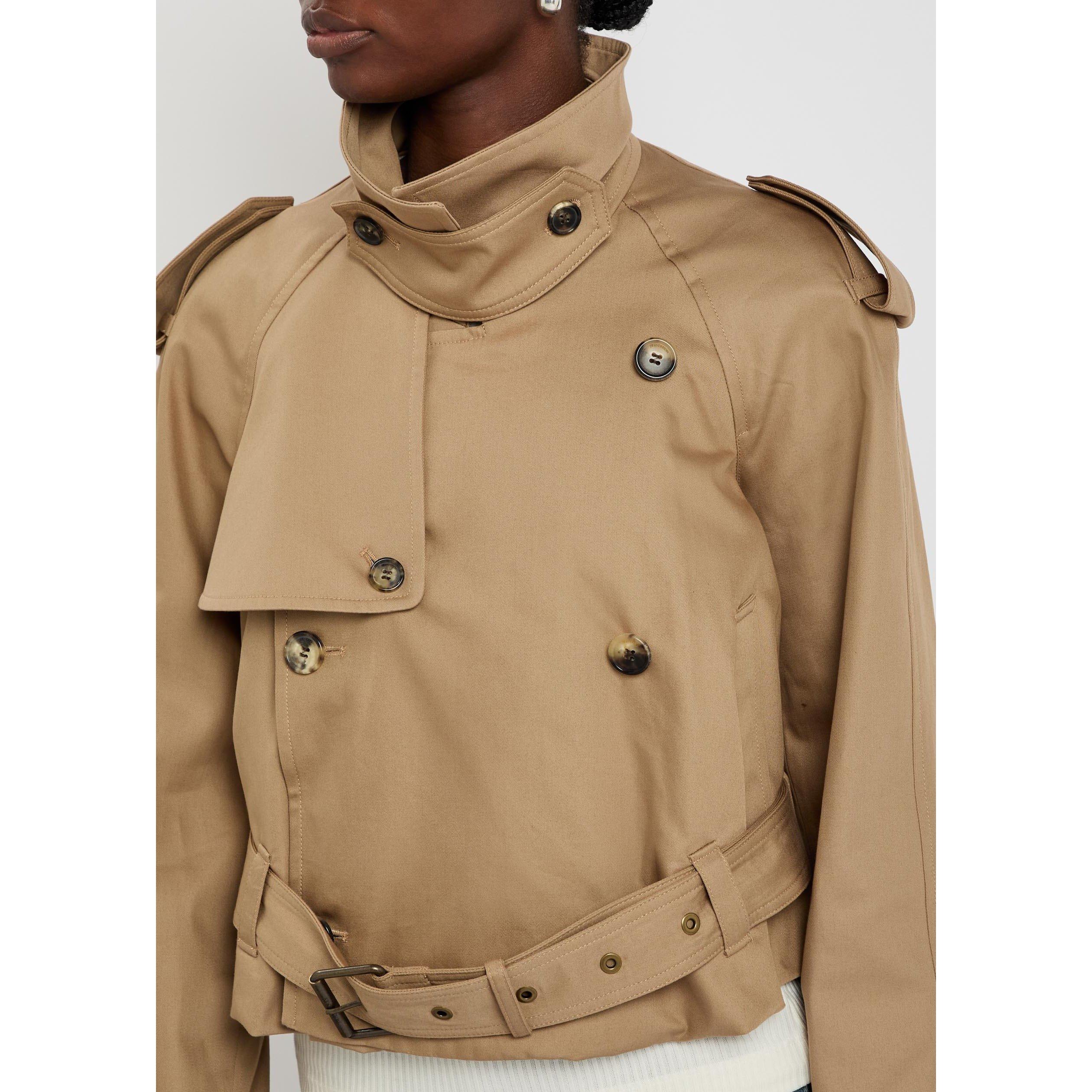 BEIGE - JW Anderson - Women's Cropped Cotton Oversized-Fit Trench Coat - 4