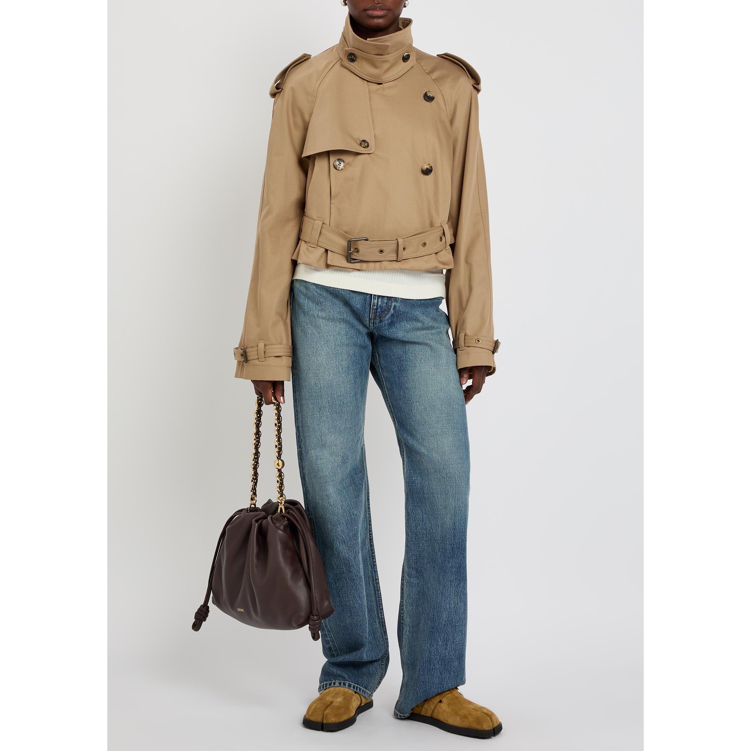 BEIGE - JW Anderson - Women's Cropped Cotton Oversized-Fit Trench Coat - 5