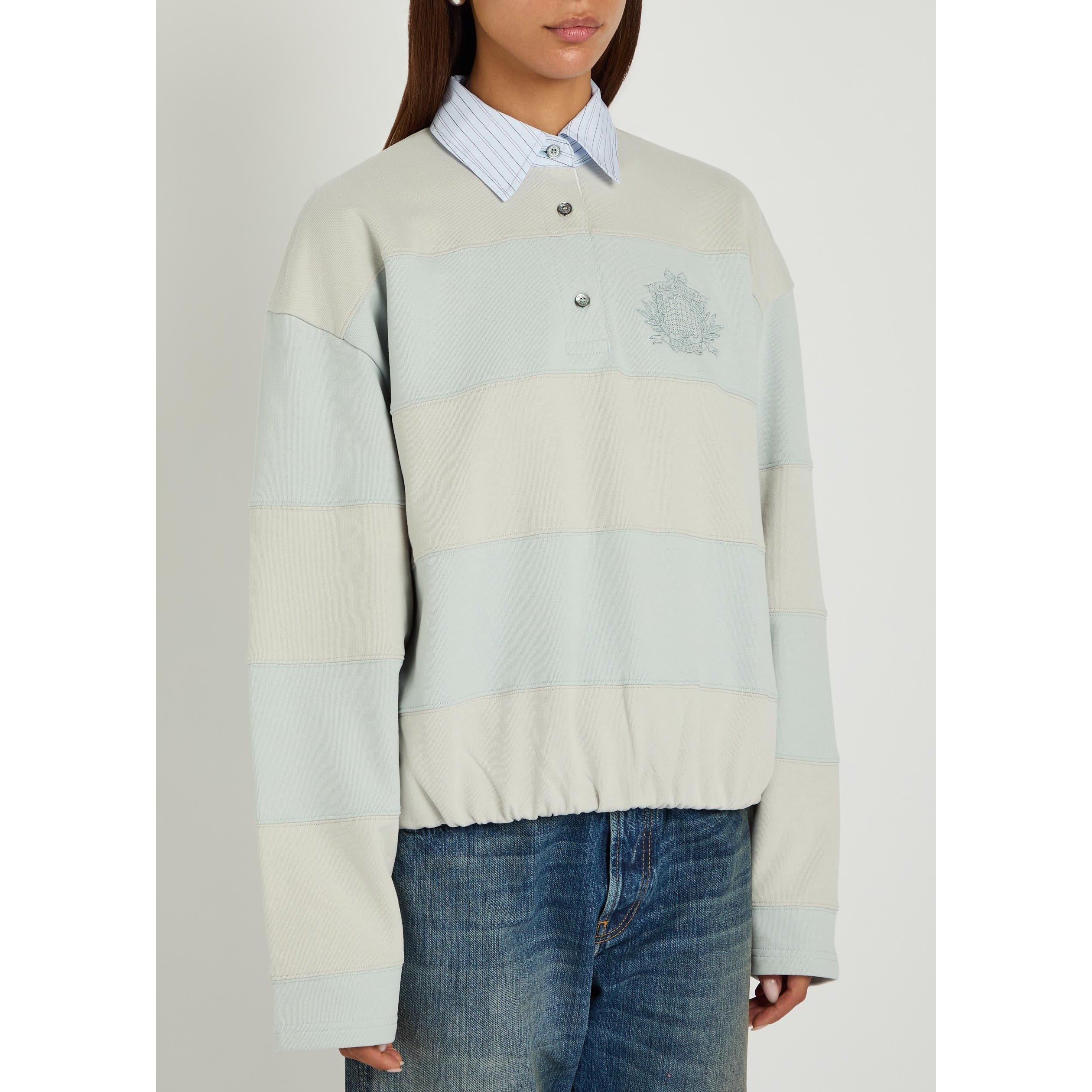 MULTICOLOURED - Acne Studios - Women's Striped Cotton Polo Sweatshirt - 2