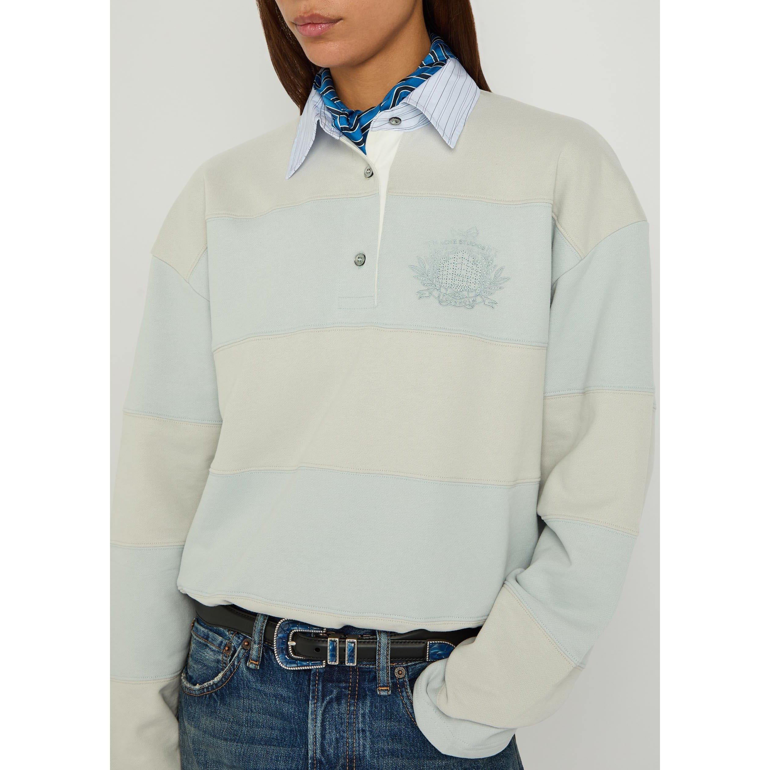 MULTICOLOURED - Acne Studios - Women's Striped Cotton Polo Sweatshirt - 4