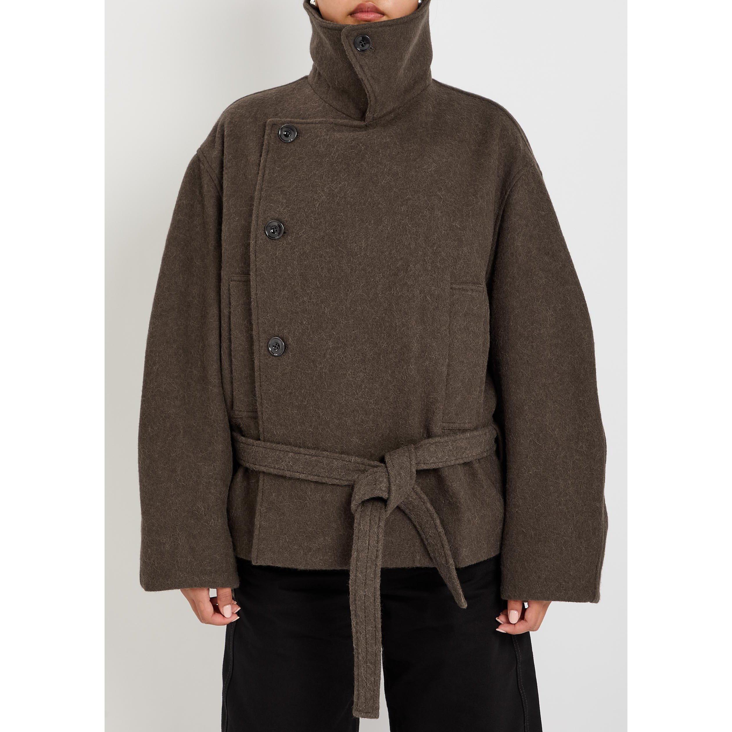 BROWN - Lemaire - Women's Short Wrap Wool Overcoat - 2