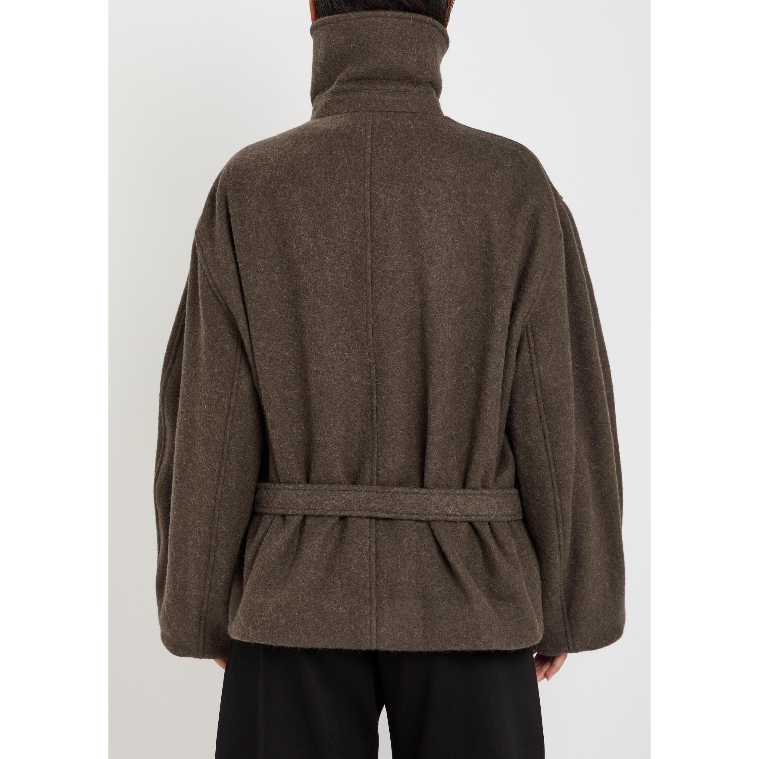 BROWN - Lemaire - Women's Short Wrap Wool Overcoat - 3