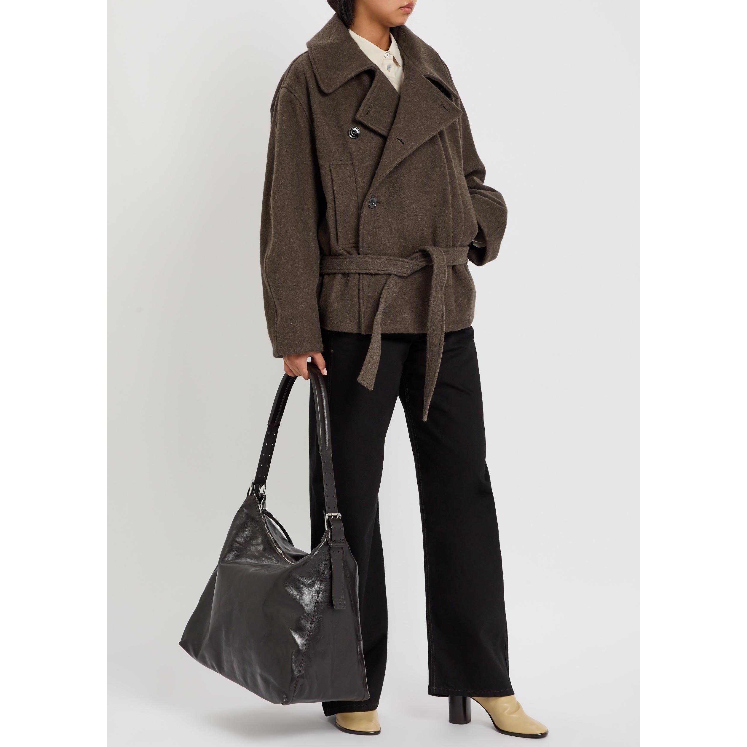 BROWN - Lemaire - Women's Short Wrap Wool Overcoat - 5