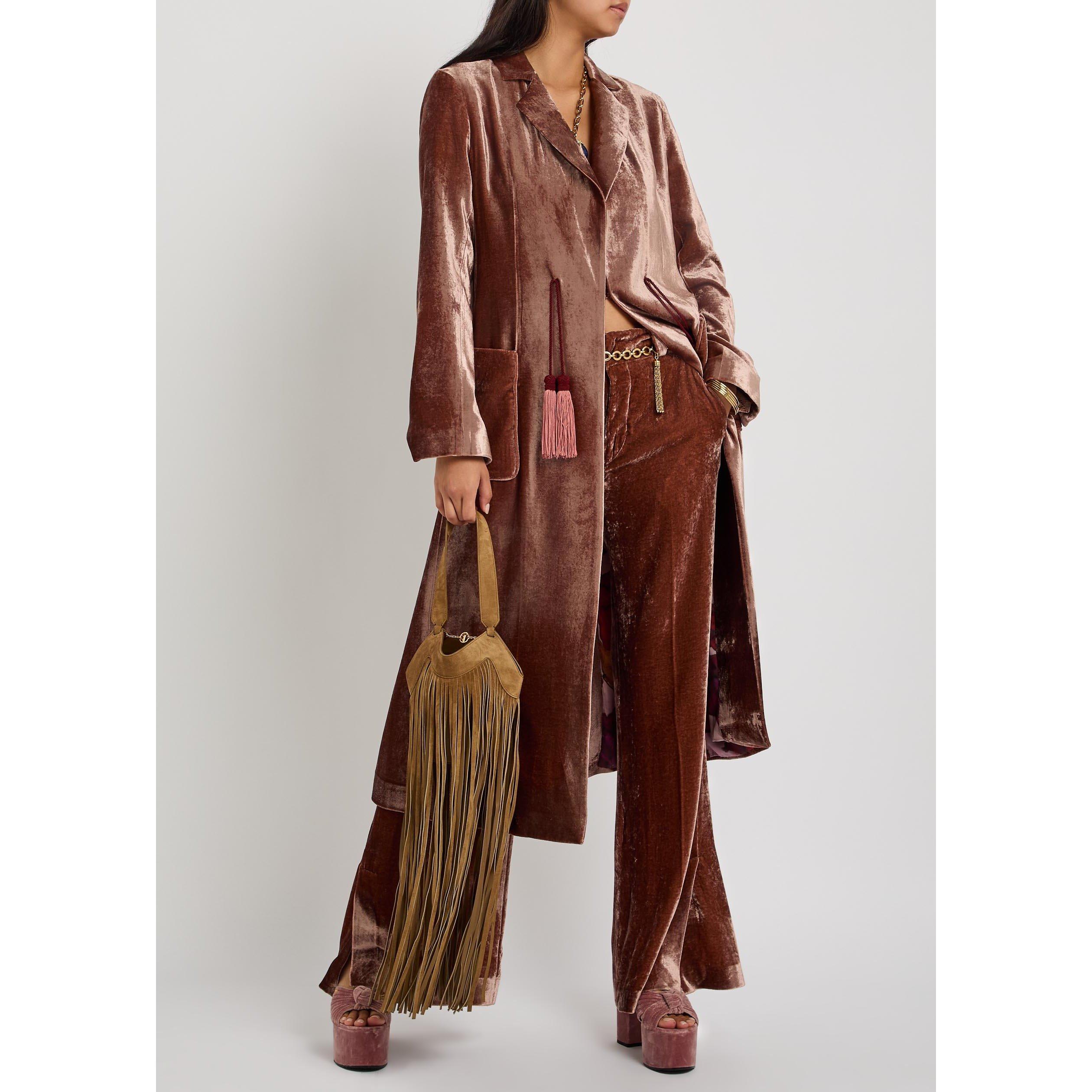 BROWN - La DoubleJ - Women's Velvet Overcoat - 5