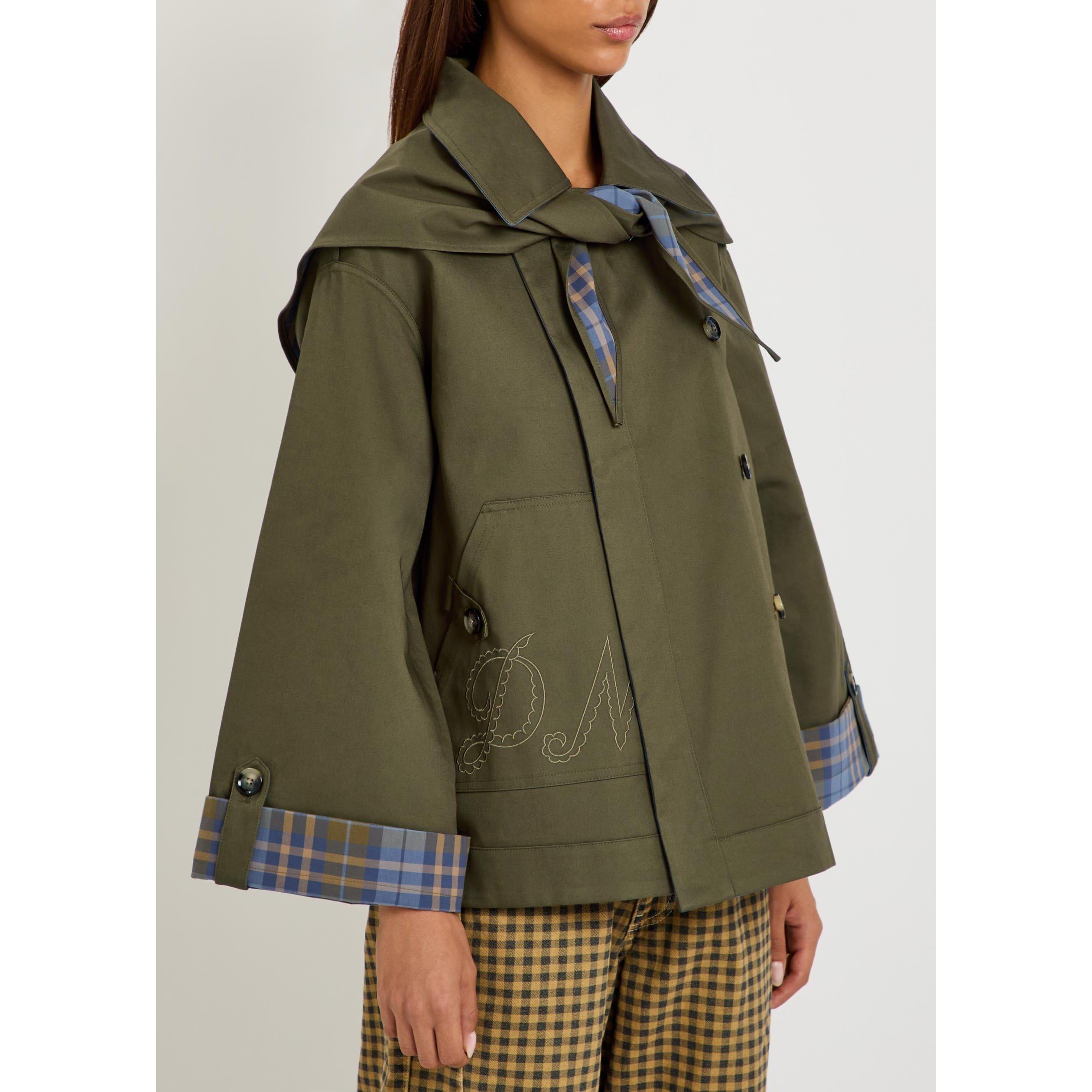 OLIVE - Damson Madder - Women's Jerry Cropped Cotton Oversized-Fit Trench Coat - 2