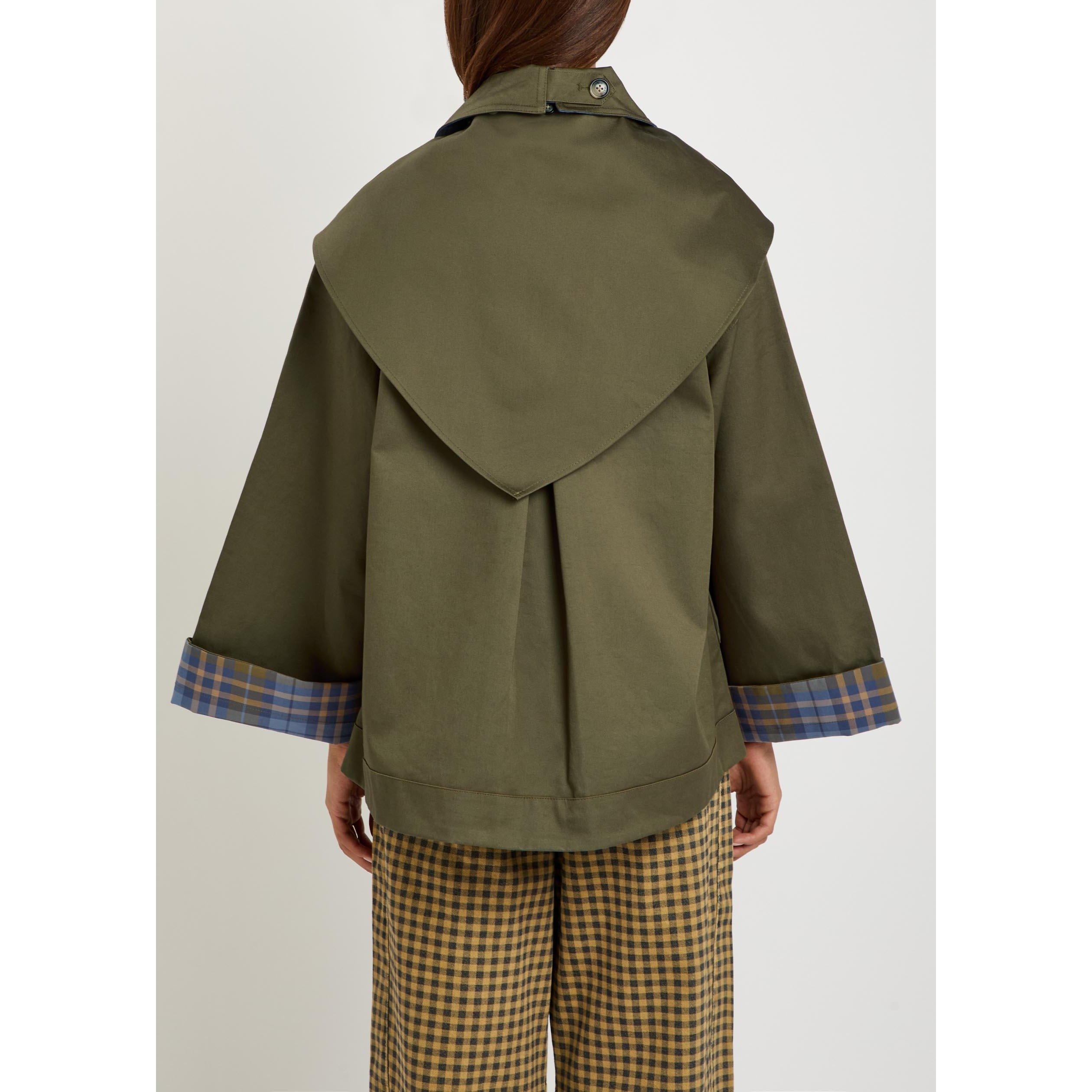 OLIVE - Damson Madder - Women's Jerry Cropped Cotton Oversized-Fit Trench Coat - 3