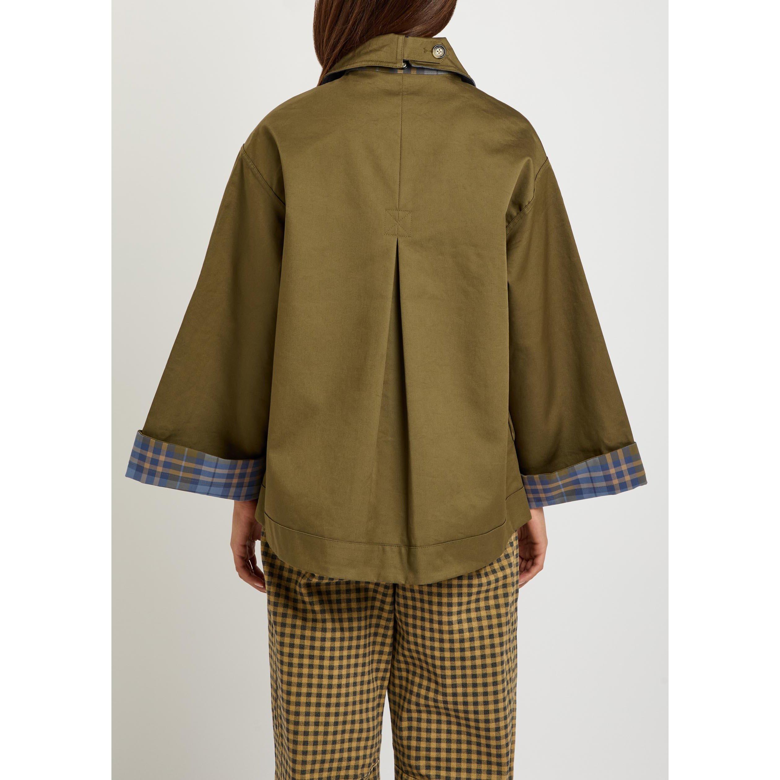 OLIVE - Damson Madder - Women's Jerry Cropped Cotton Oversized-Fit Trench Coat - 5