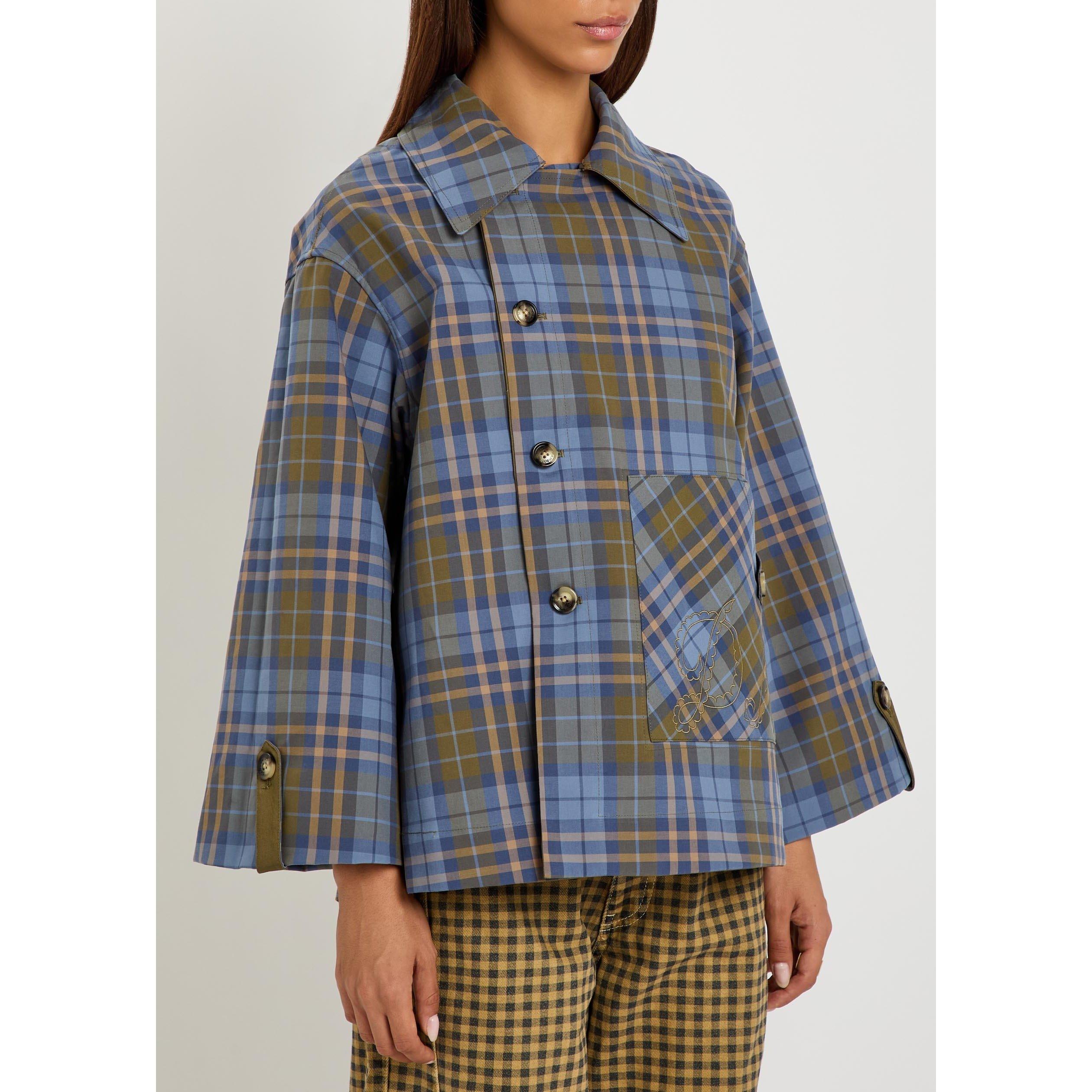 OLIVE - Damson Madder - Women's Jerry Cropped Cotton Oversized-Fit Trench Coat - 6