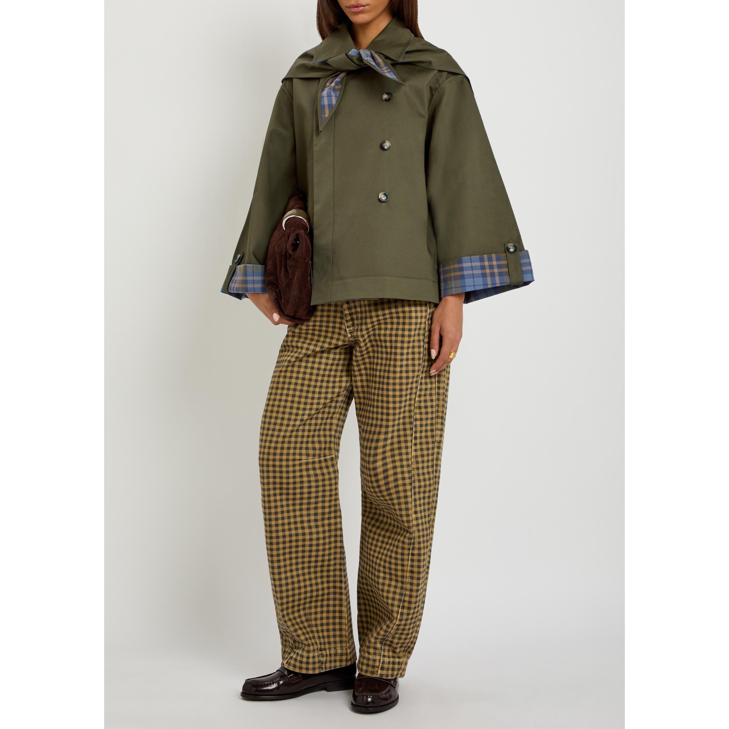 OLIVE - Damson Madder - Women's Jerry Cropped Cotton Oversized-Fit Trench Coat - 7