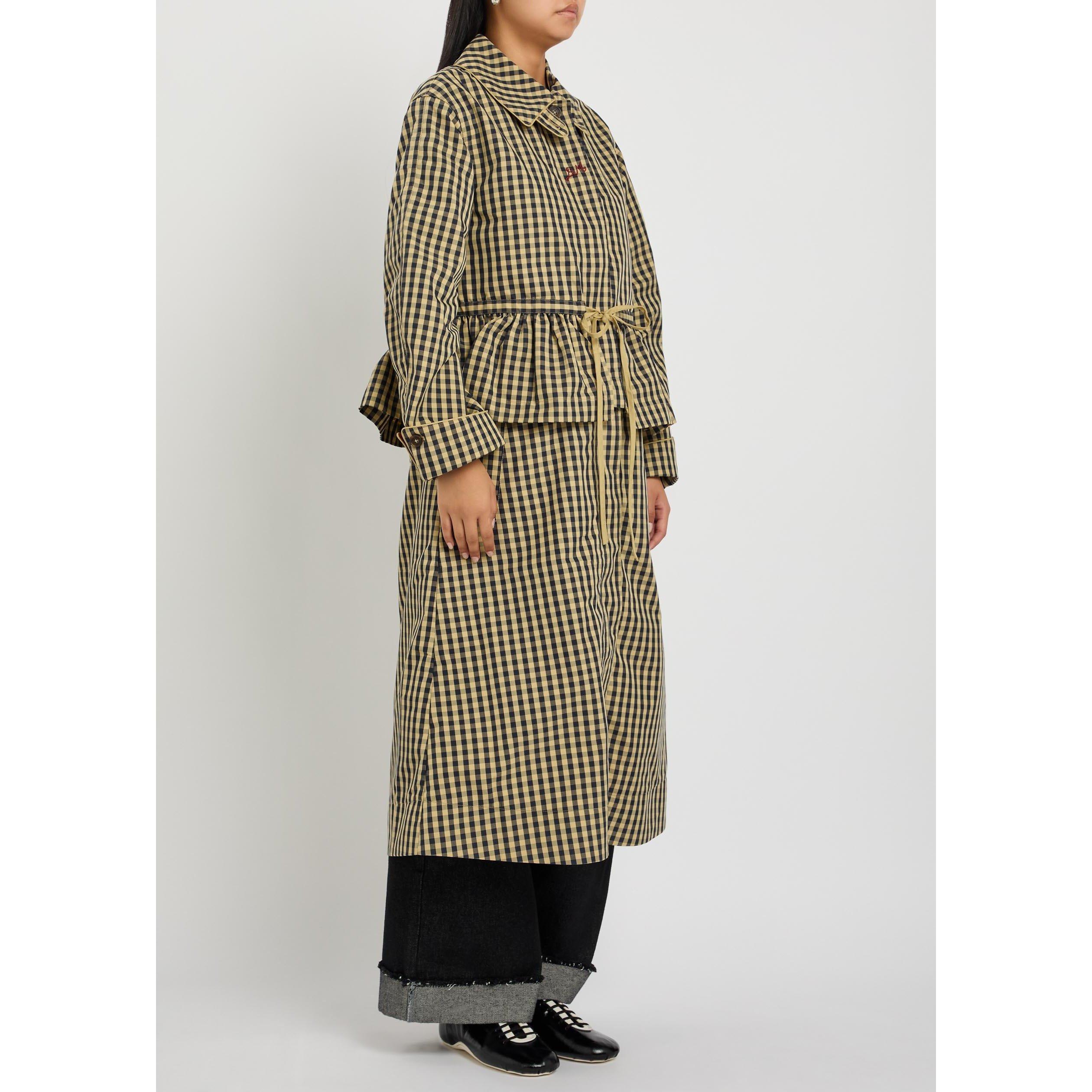 NAVY - Damson Madder - Women's Myrtle Gingham Cotton Trench Coat - 2