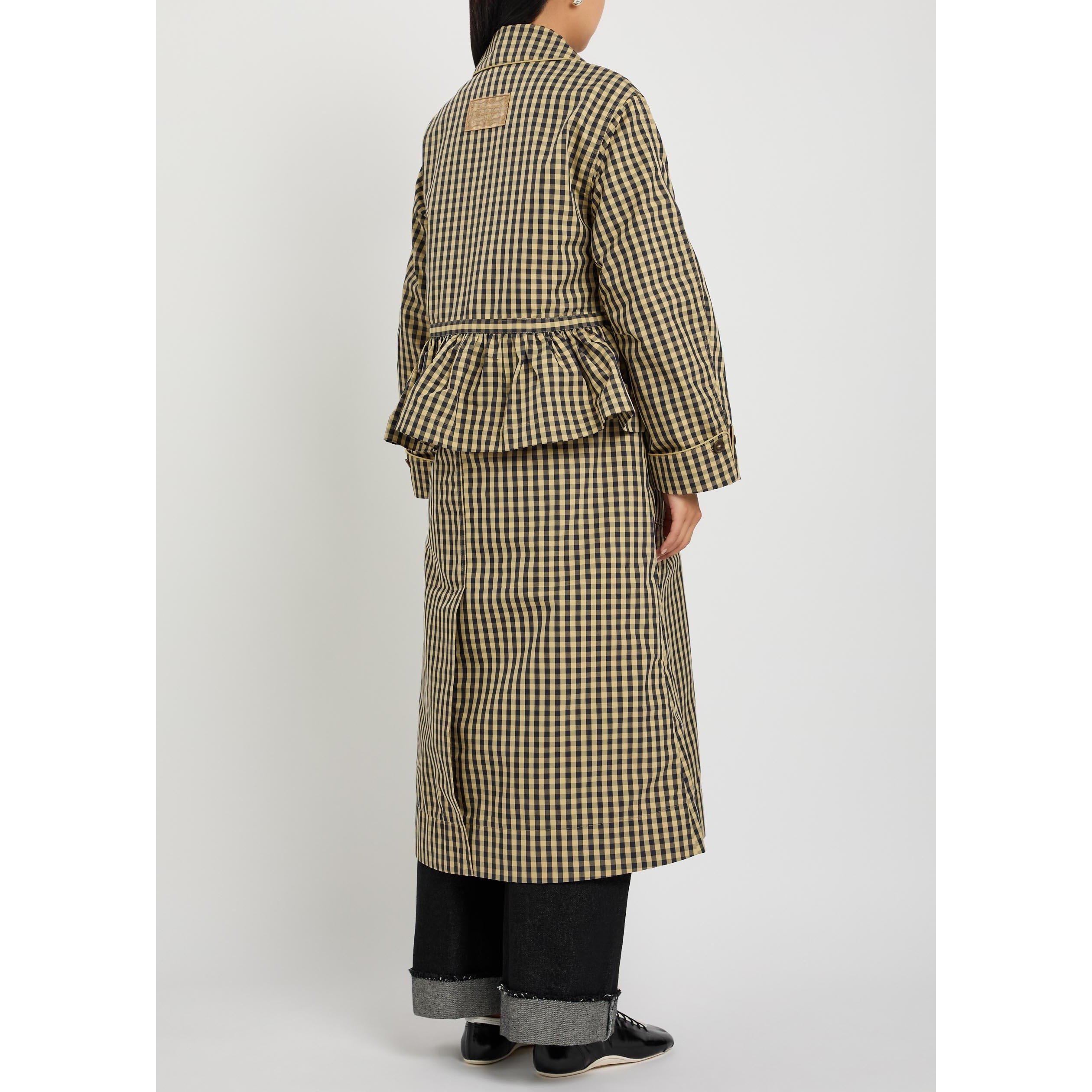 NAVY - Damson Madder - Women's Myrtle Gingham Cotton Trench Coat - 3