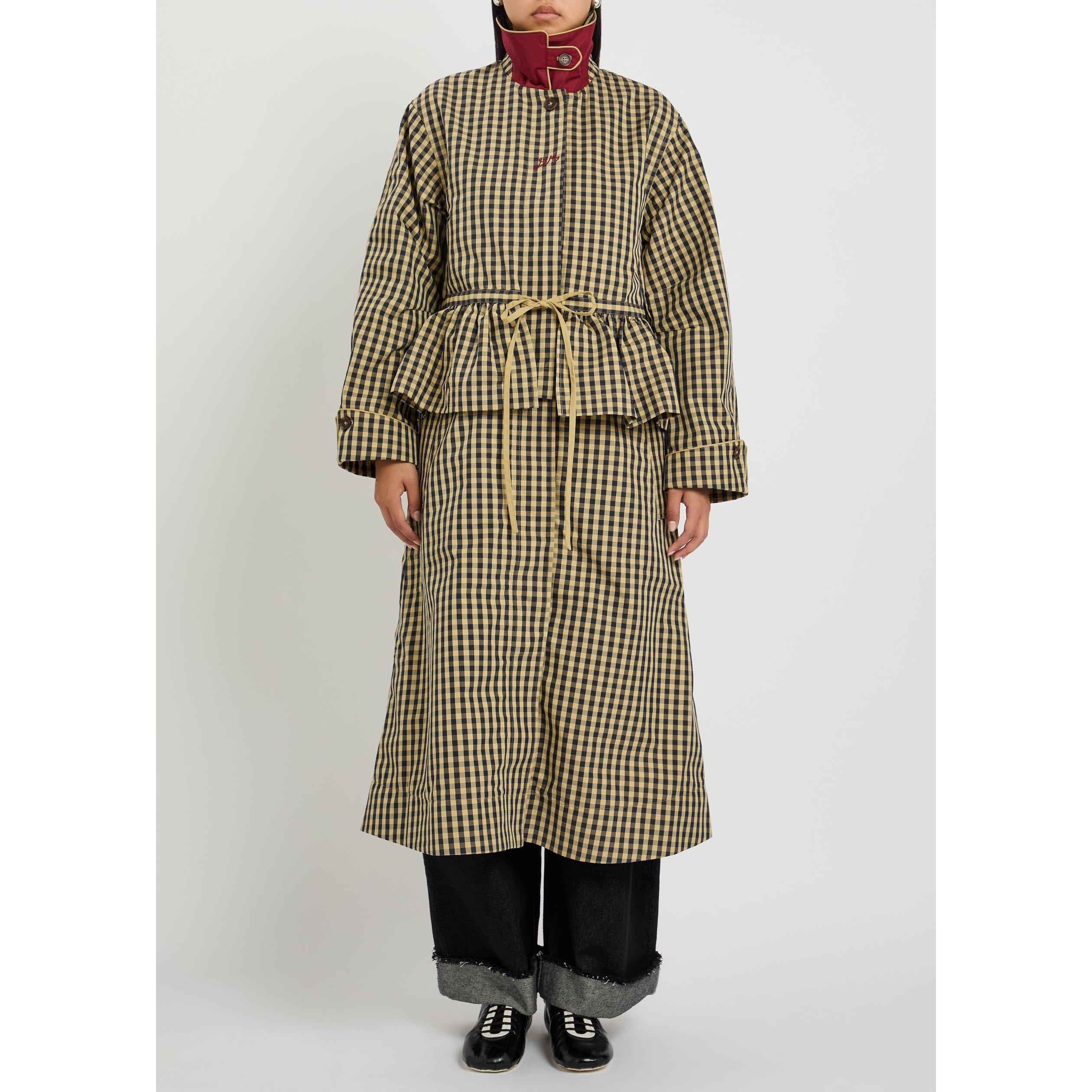 NAVY - Damson Madder - Women's Myrtle Gingham Cotton Trench Coat - 5