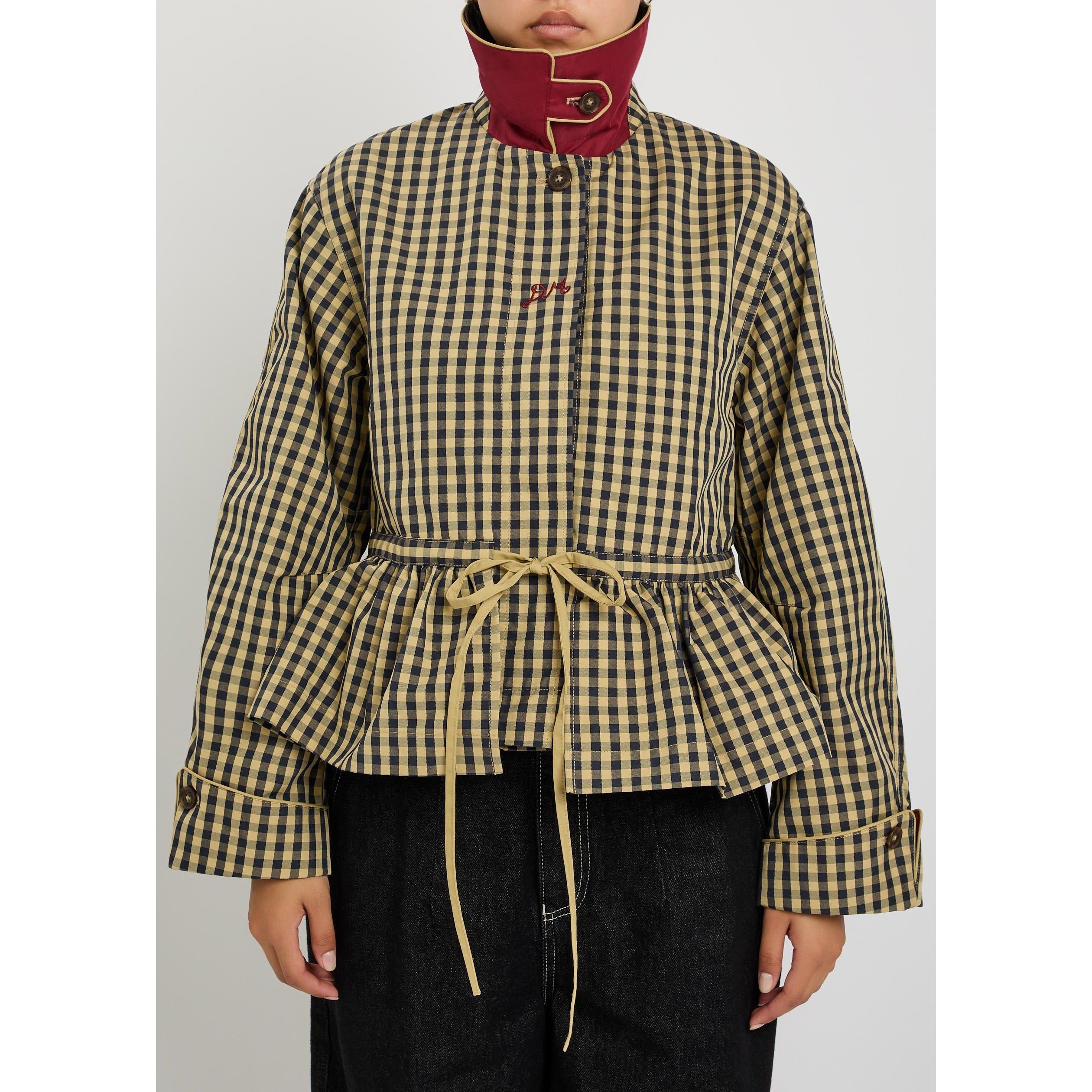 NAVY - Damson Madder - Women's Myrtle Gingham Cotton Trench Coat - 6