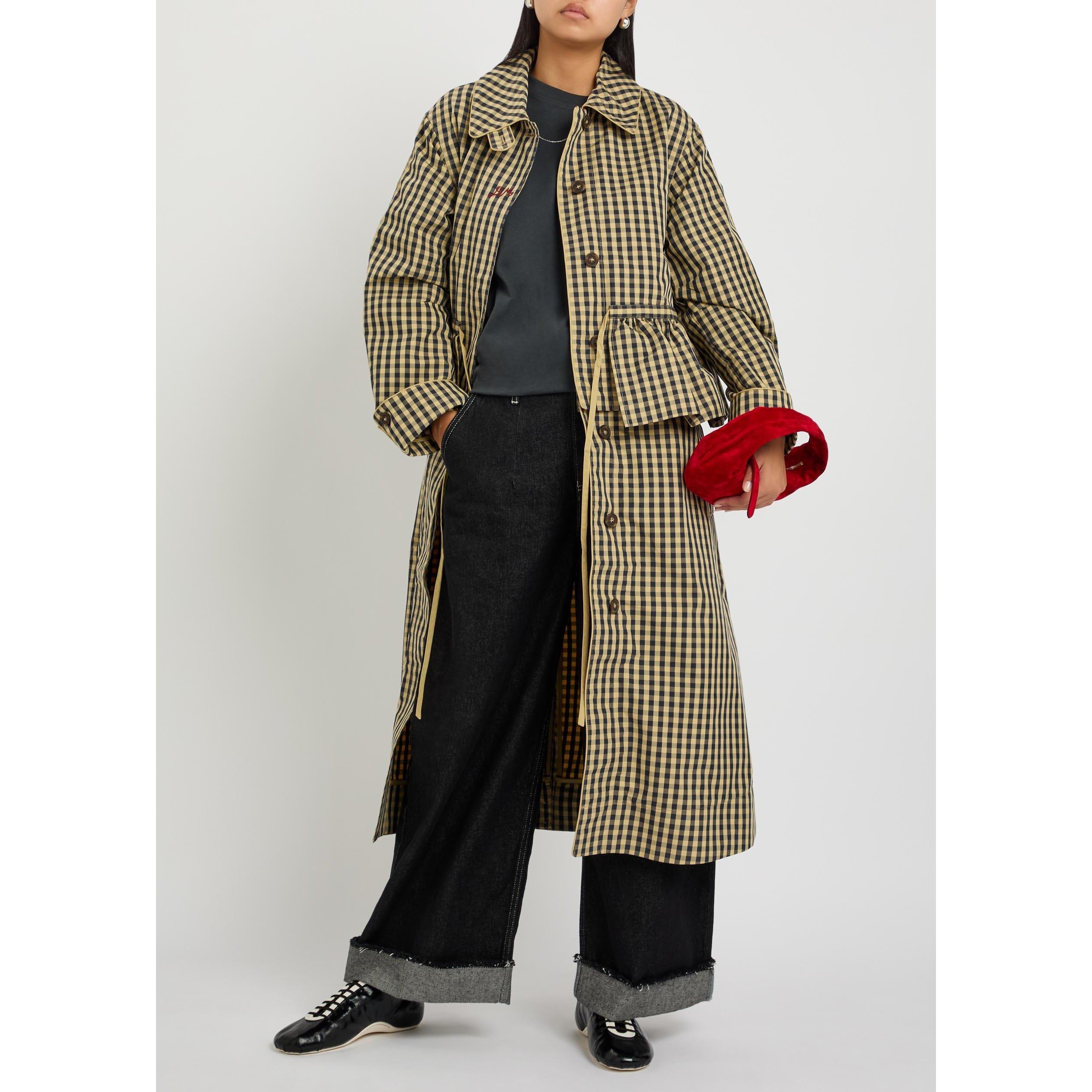 NAVY - Damson Madder - Women's Myrtle Gingham Cotton Trench Coat - 7
