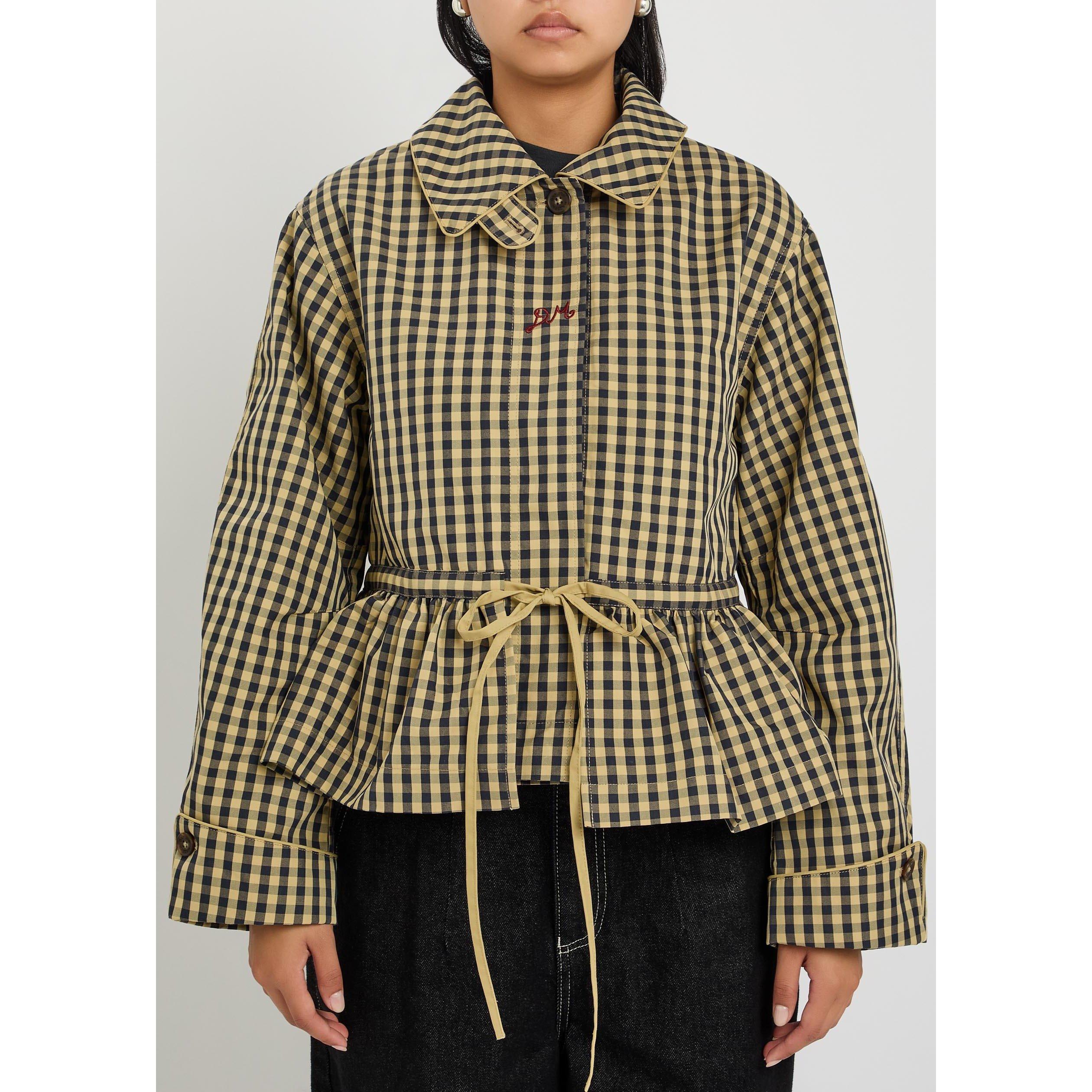 NAVY - Damson Madder - Women's Myrtle Gingham Cotton Trench Coat - 8