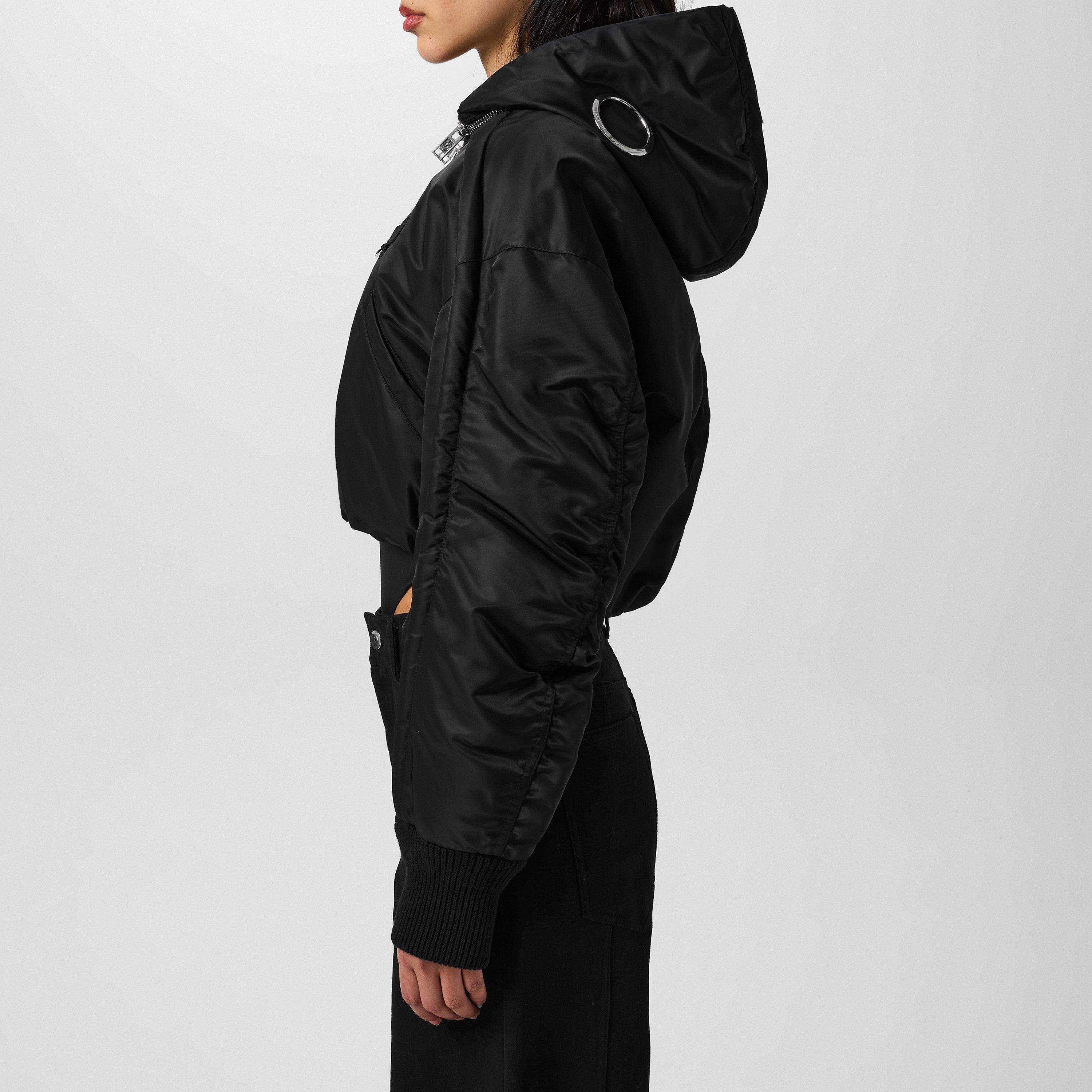 Black 999 - Moncler x Willow Smith - Women's Malek Detachable Hood Cropped Long Sleeve Down Bomber Jacket - 2