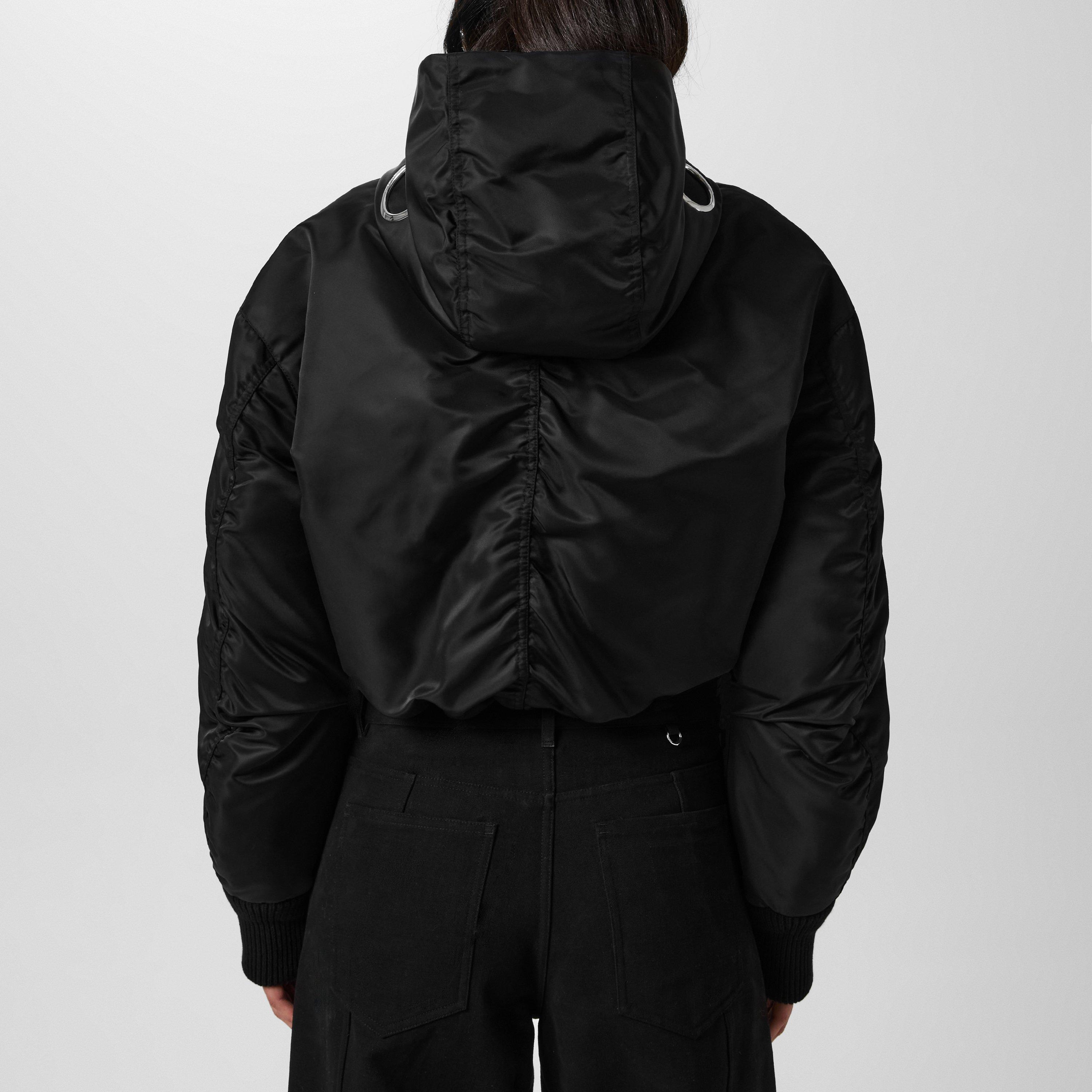 Black 999 - Moncler x Willow Smith - Women's Malek Detachable Hood Cropped Long Sleeve Down Bomber Jacket - 3
