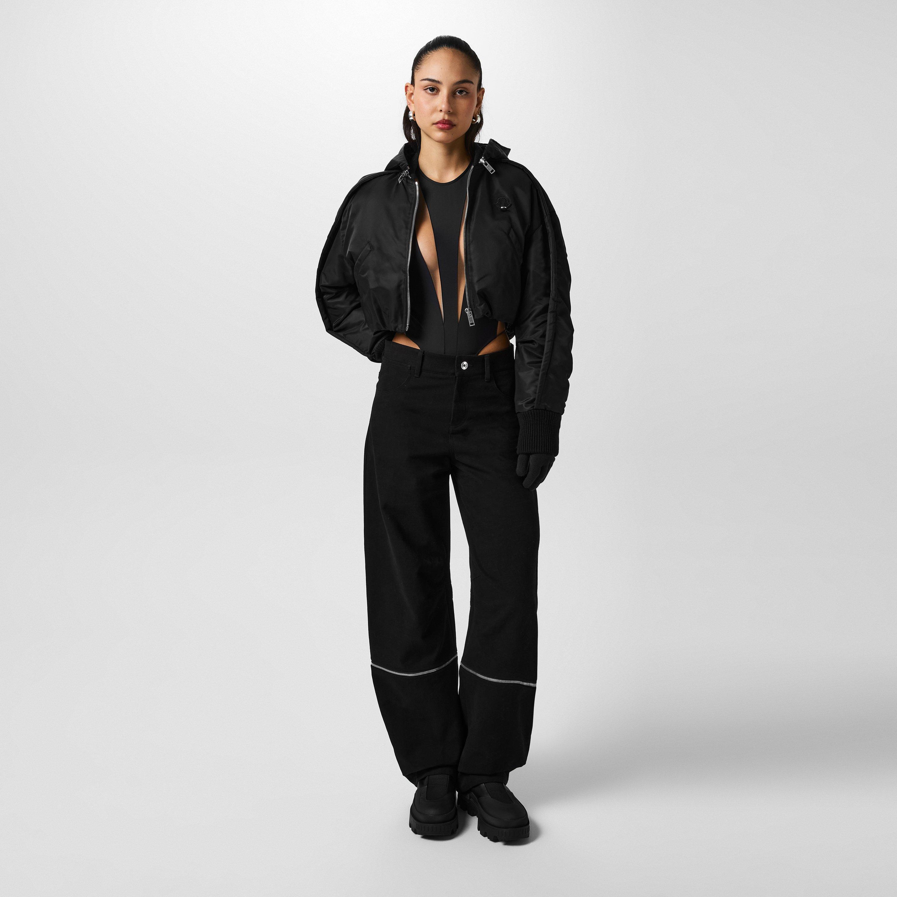 Black 999 - Moncler x Willow Smith - Women's Malek Detachable Hood Cropped Long Sleeve Down Bomber Jacket - 4