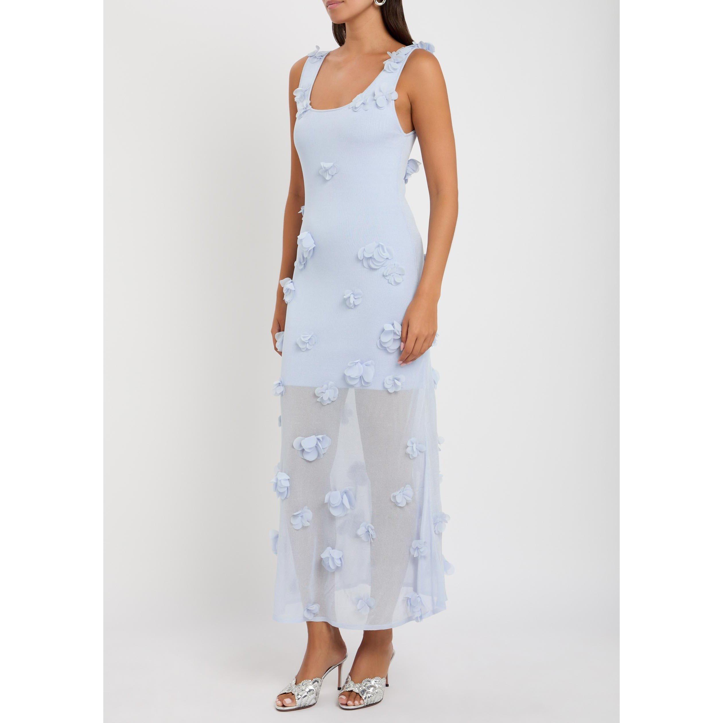 LIGHT BLUE - Jonathan Simkhai - Women's Ivi Floral Embroidered Knitted Midi Dress - 2