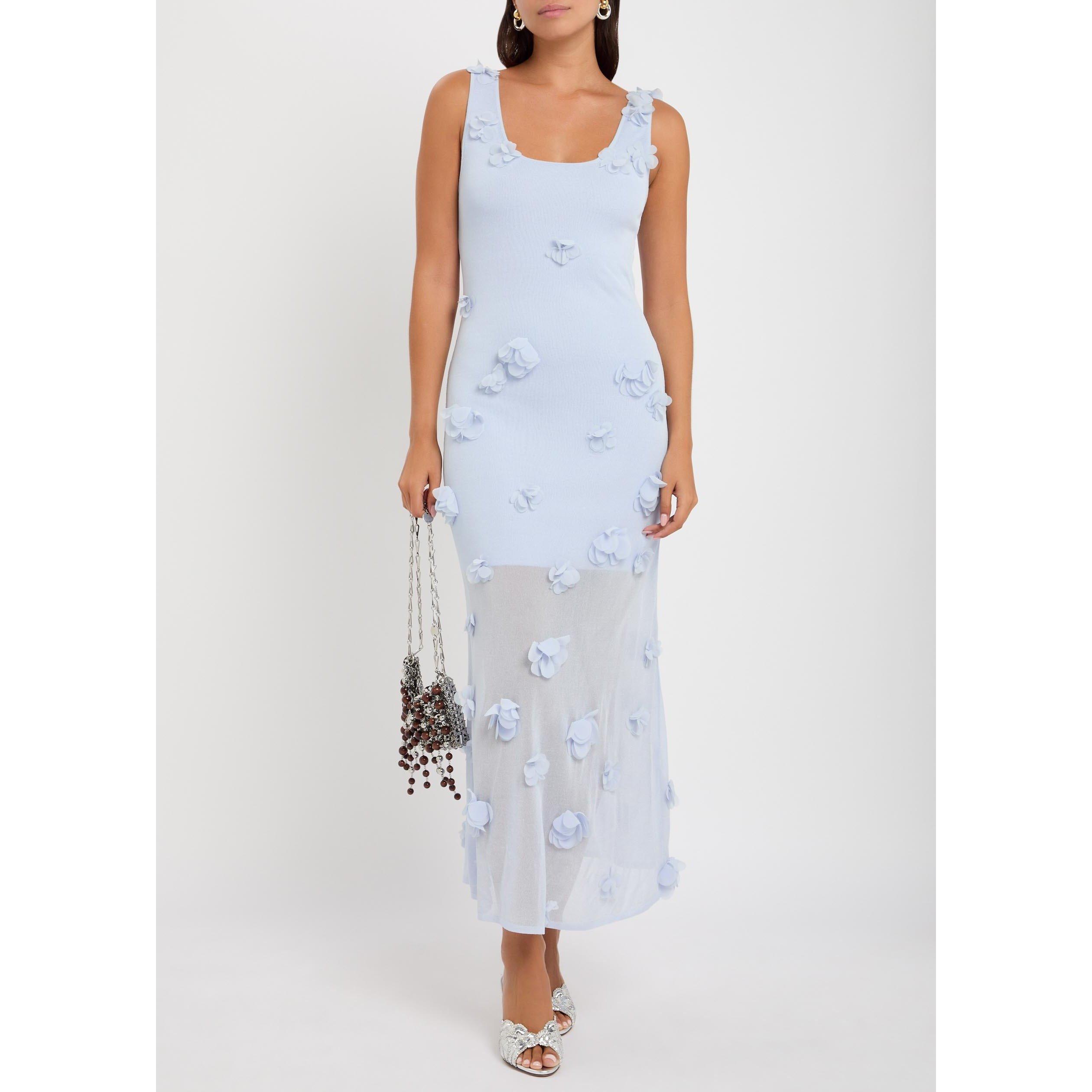 LIGHT BLUE - Jonathan Simkhai - Women's Ivi Floral Embroidered Knitted Midi Dress - 5