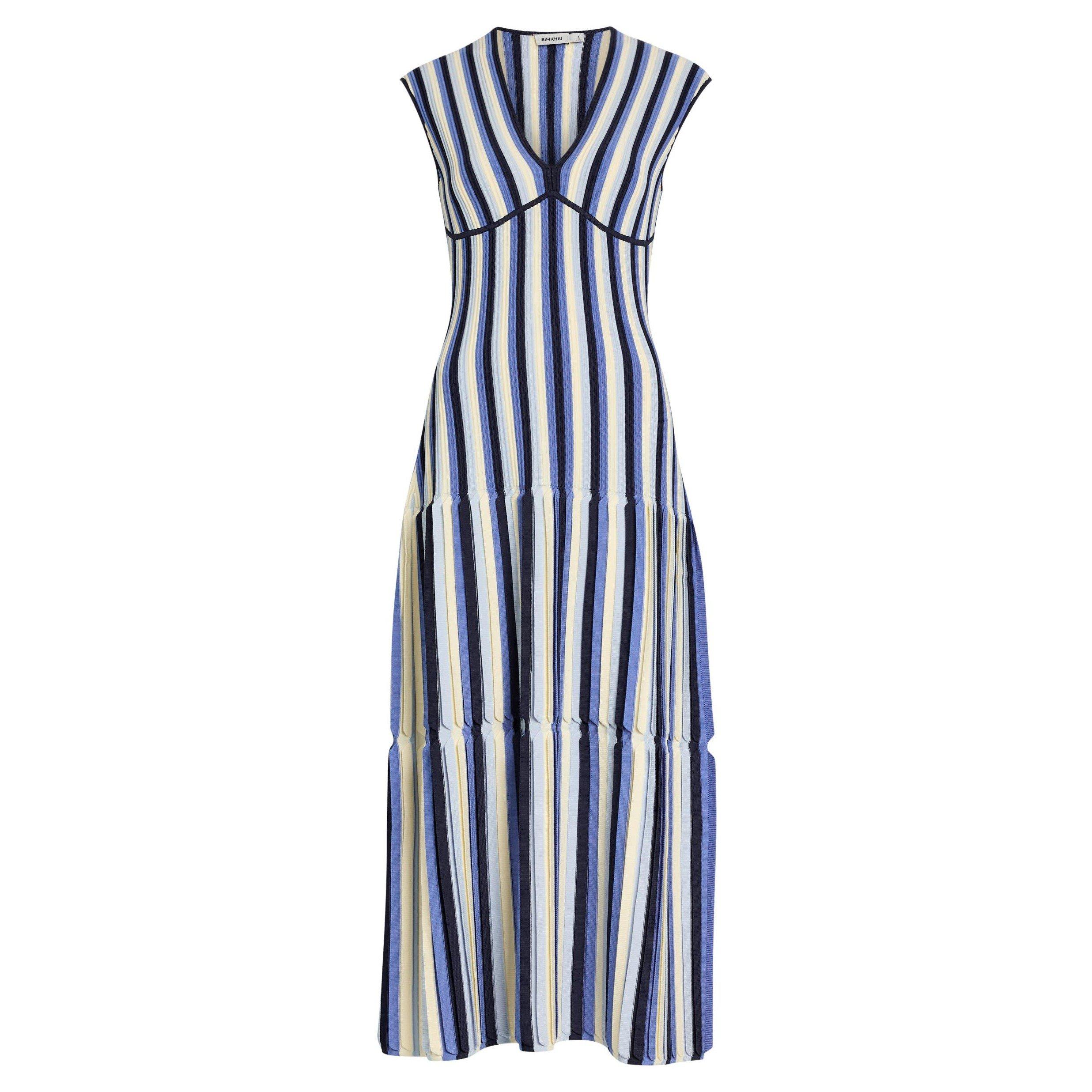 BLUE AND OTHER - Jonathan Simkhai - LD LIANNE V NECK MIDI DRESS