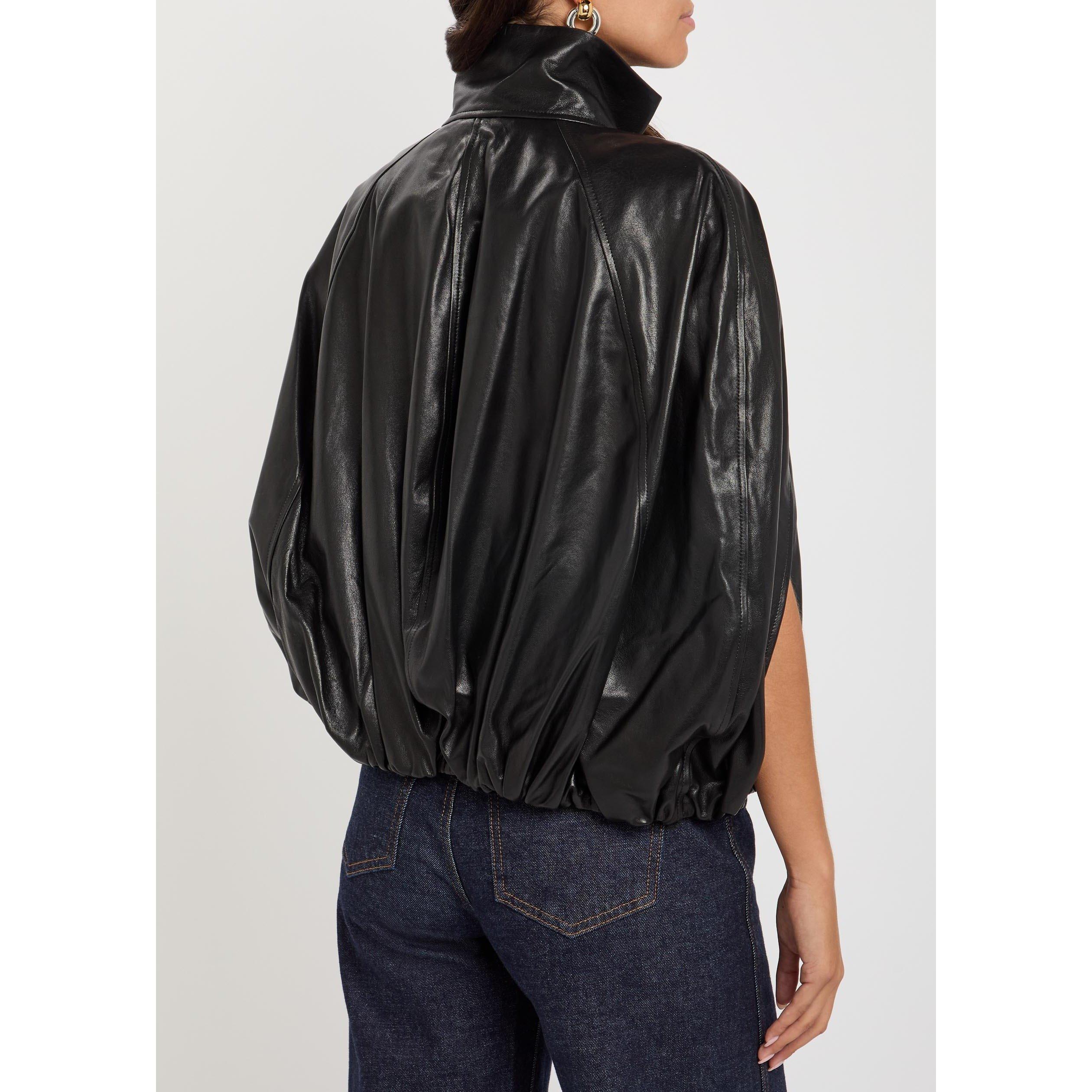 BLACK - Jonathan Simkhai - Women's Jada Cape Oversized-Fit Leather Jacket - 3